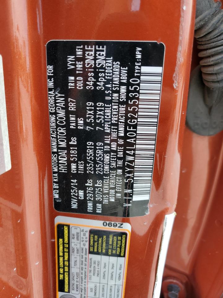 2015 Hyundai Santa Fe Sport Orange vin: 5XYZW4LA0FG255350