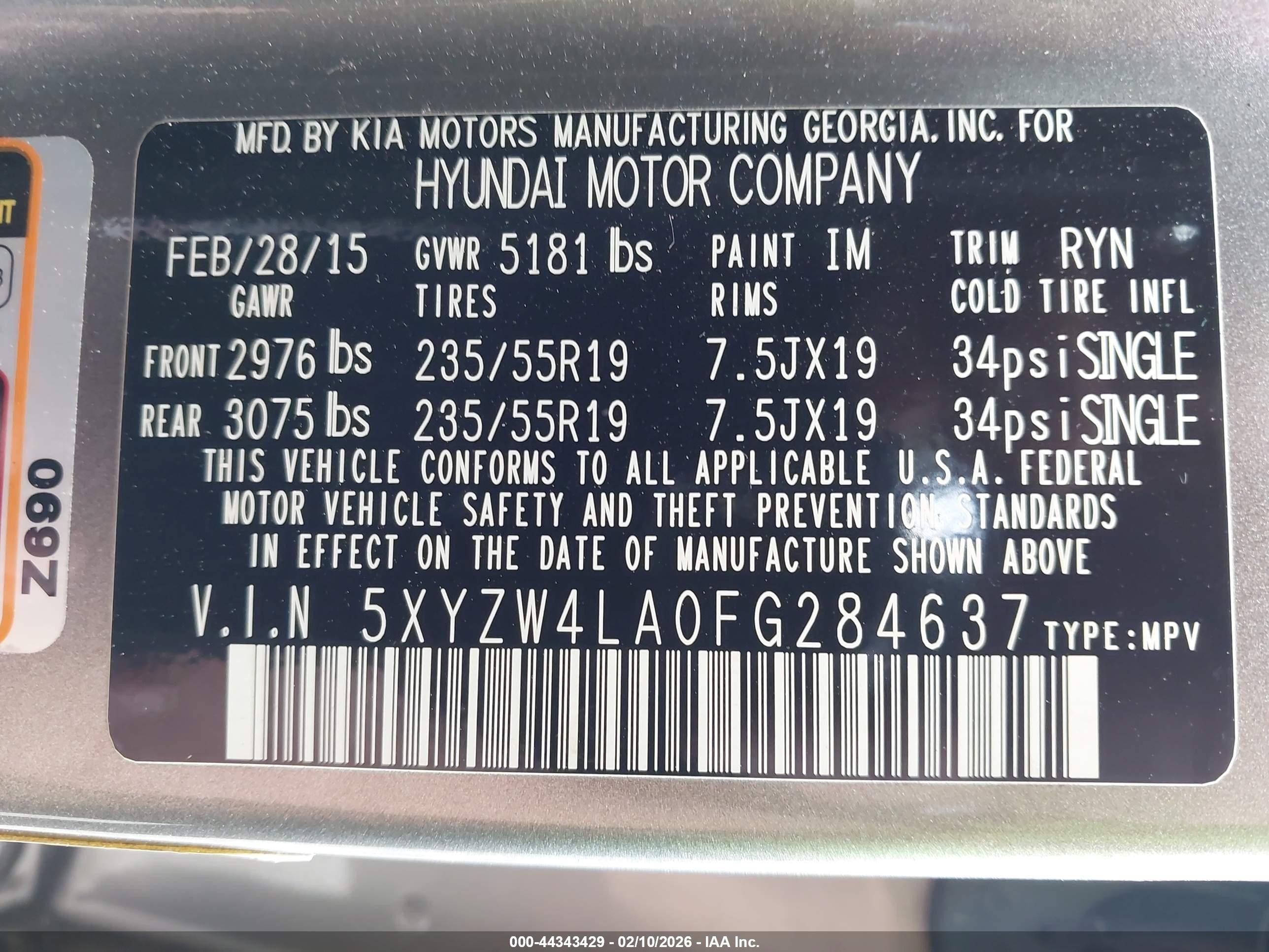 2015 Hyundai Santa Fe Sport 2.0l Turbo Gray vin: 5XYZW4LA0FG284637