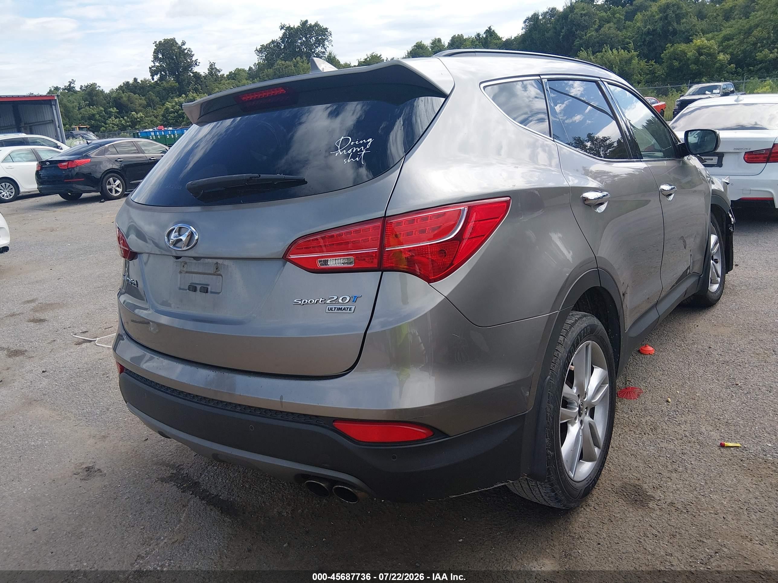 2015 Hyundai Santa Fe Sport 2.0l Turbo Gray vin: 5XYZW4LA1FG238623
