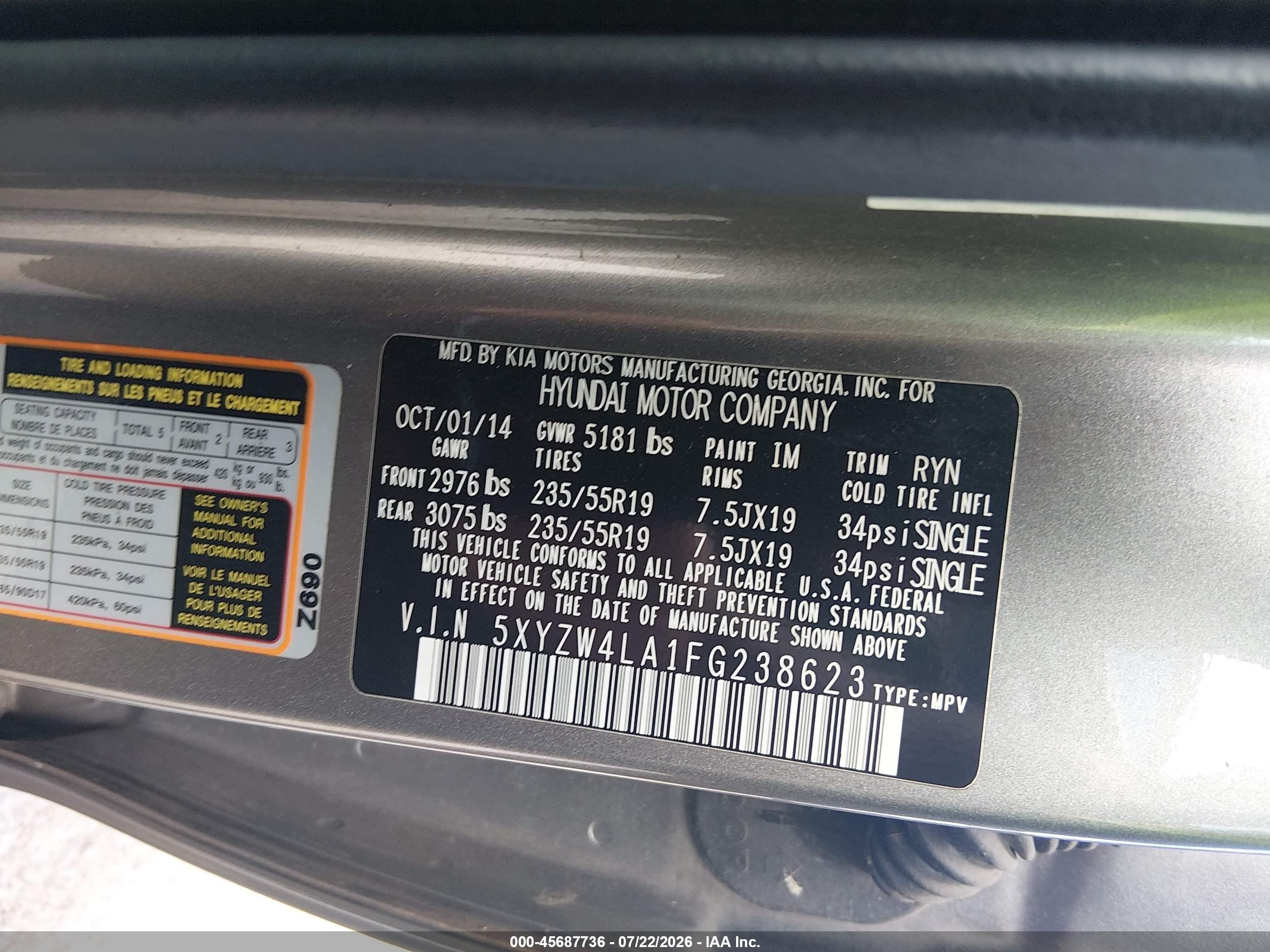 2015 Hyundai Santa Fe Sport 2.0l Turbo Gray vin: 5XYZW4LA1FG238623