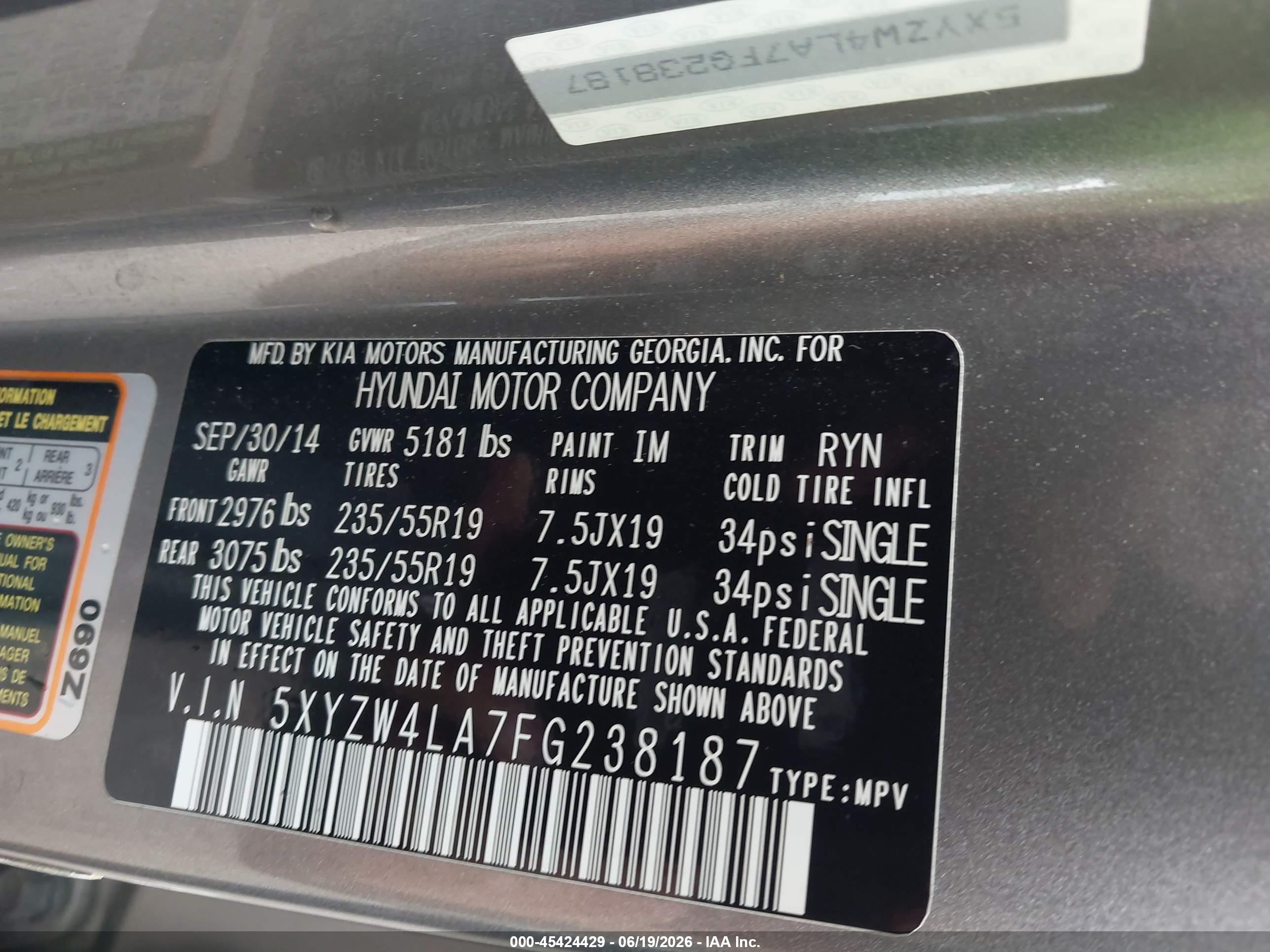 2015 Hyundai Santa Fe Sport 2.0l Turbo Silver vin: 5XYZW4LA7FG238187