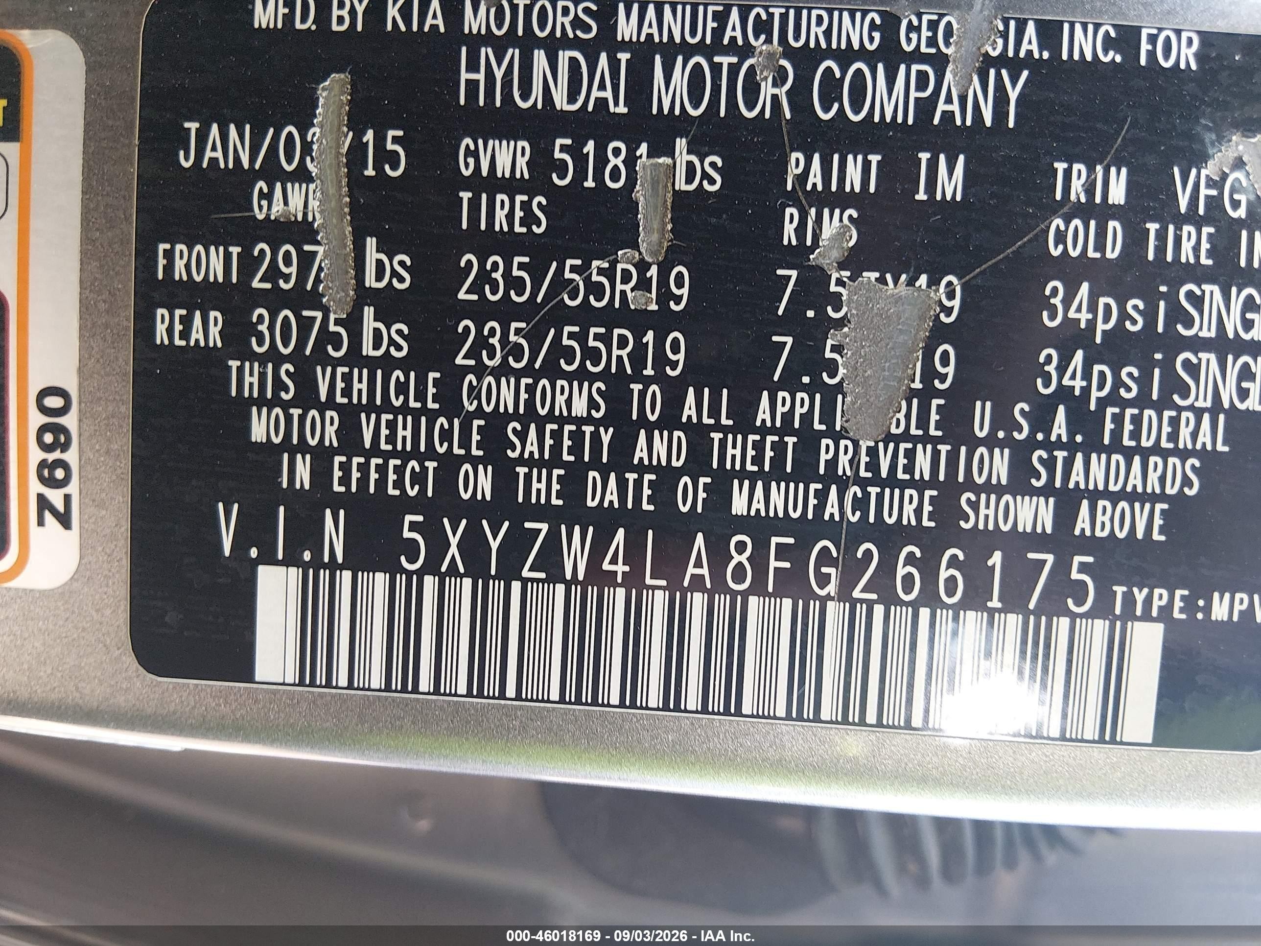 2015 Hyundai Santa Fe Sport 2.0l Turbo Gray vin: 5XYZW4LA8FG266175