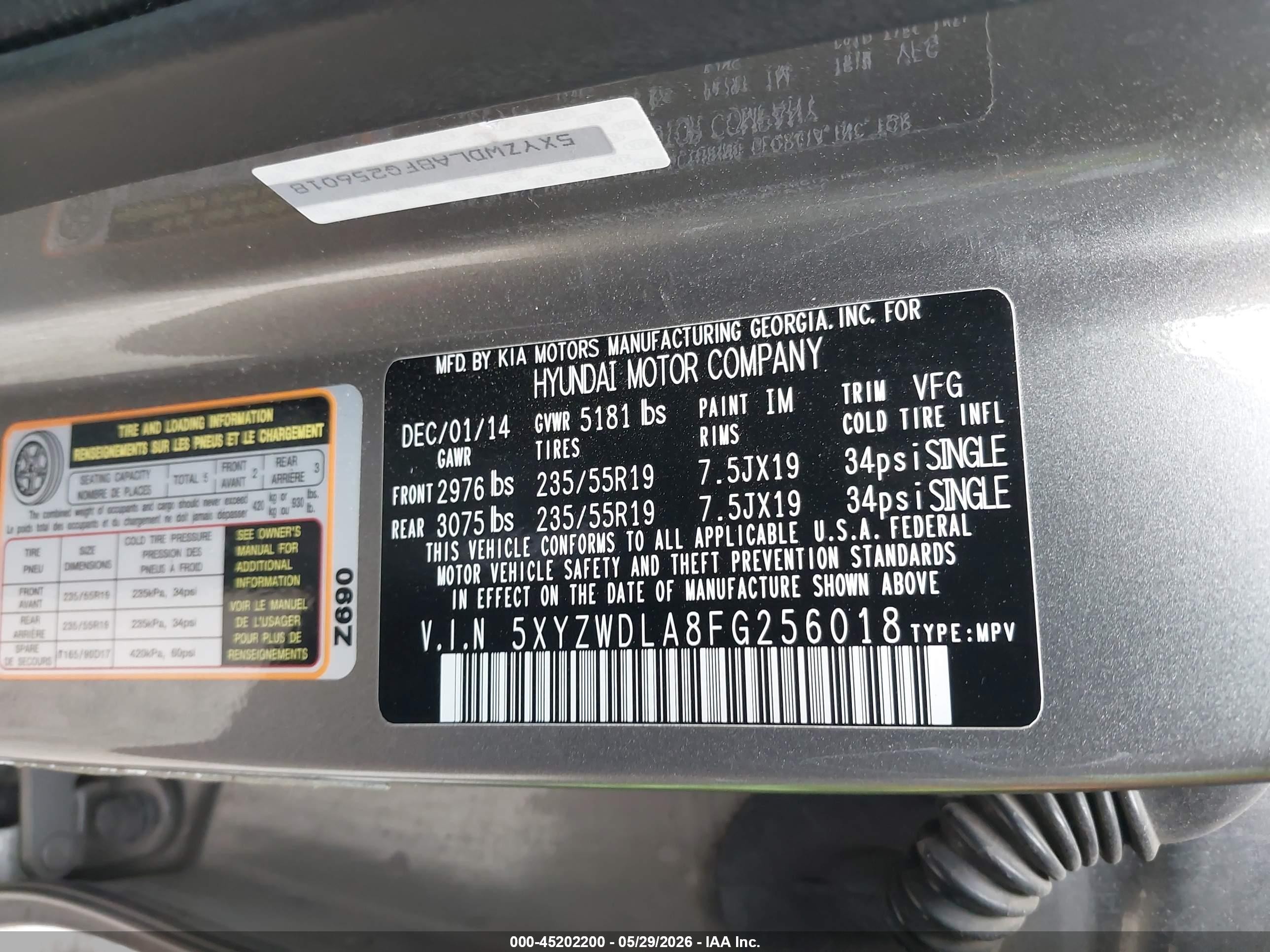2015 Hyundai Santa Fe Sport 2.0l Turbo Gray vin: 5XYZWDLA8FG256018