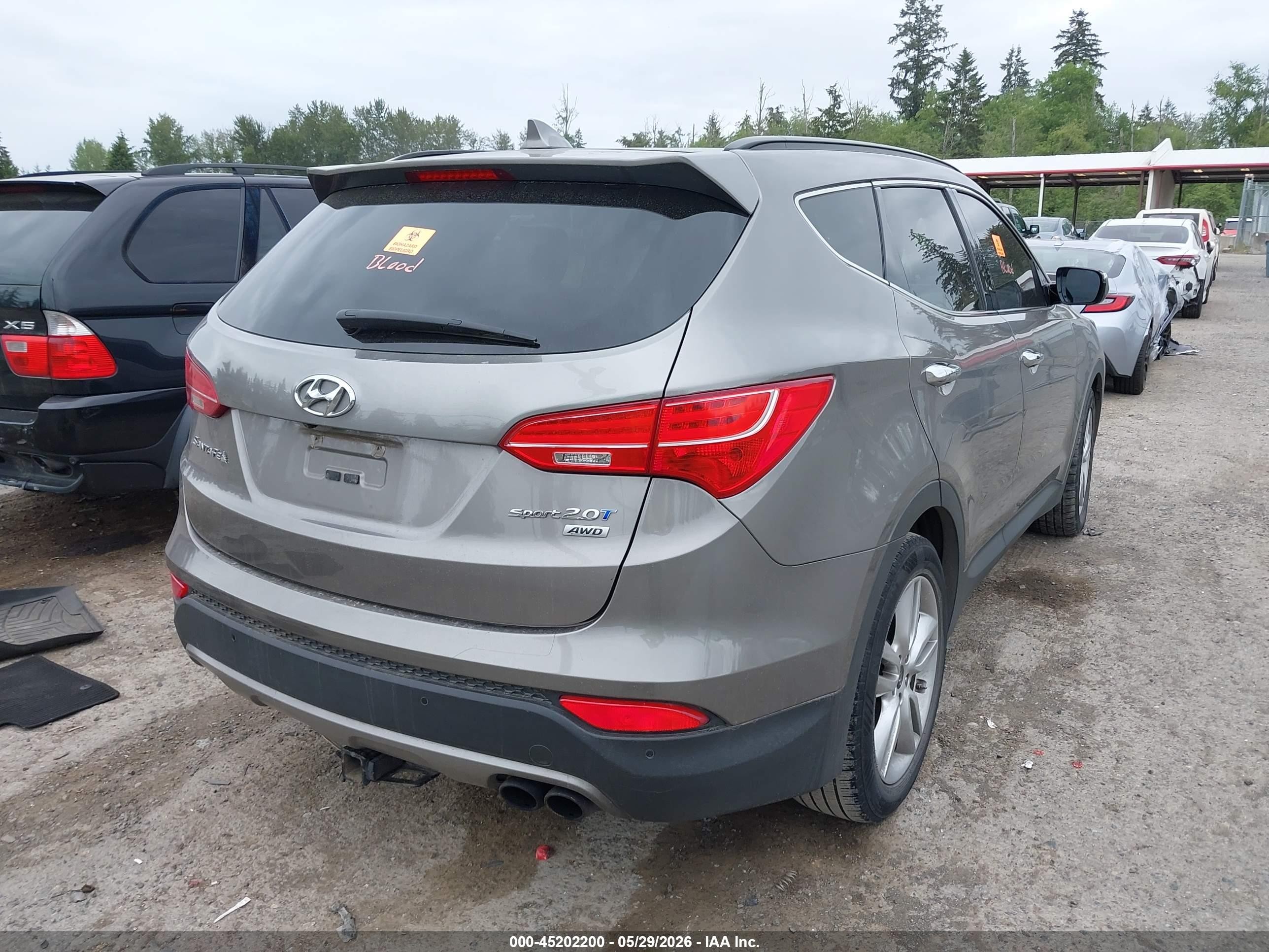 2015 Hyundai Santa Fe Sport 2.0l Turbo Gray vin: 5XYZWDLA8FG256018