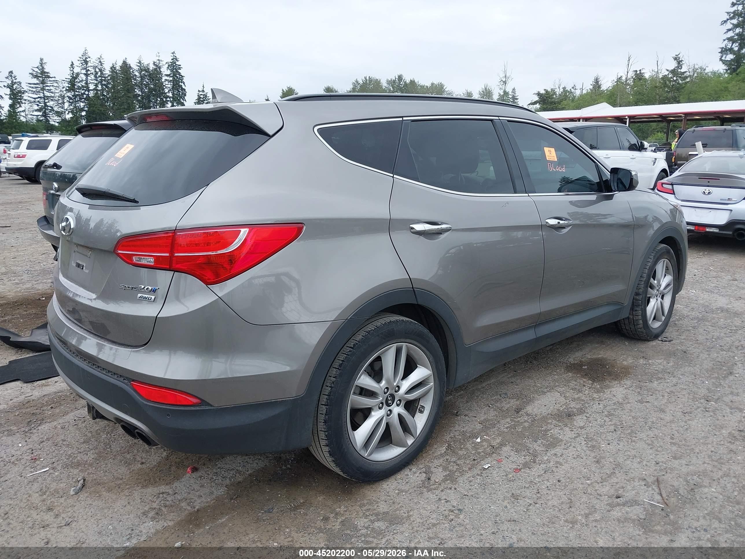 2015 Hyundai Santa Fe Sport 2.0l Turbo Gray vin: 5XYZWDLA8FG256018