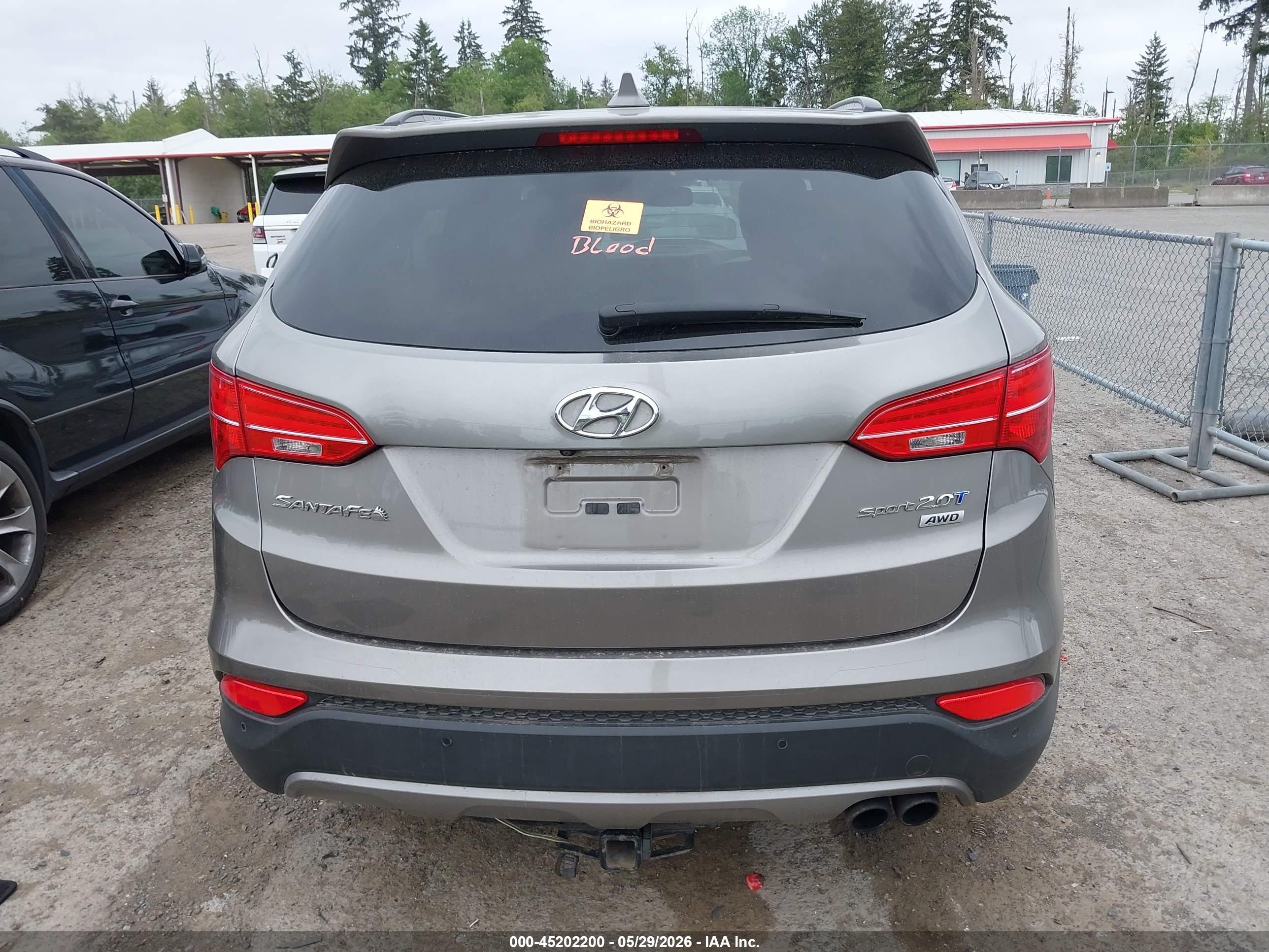 2015 Hyundai Santa Fe Sport 2.0l Turbo Gray vin: 5XYZWDLA8FG256018