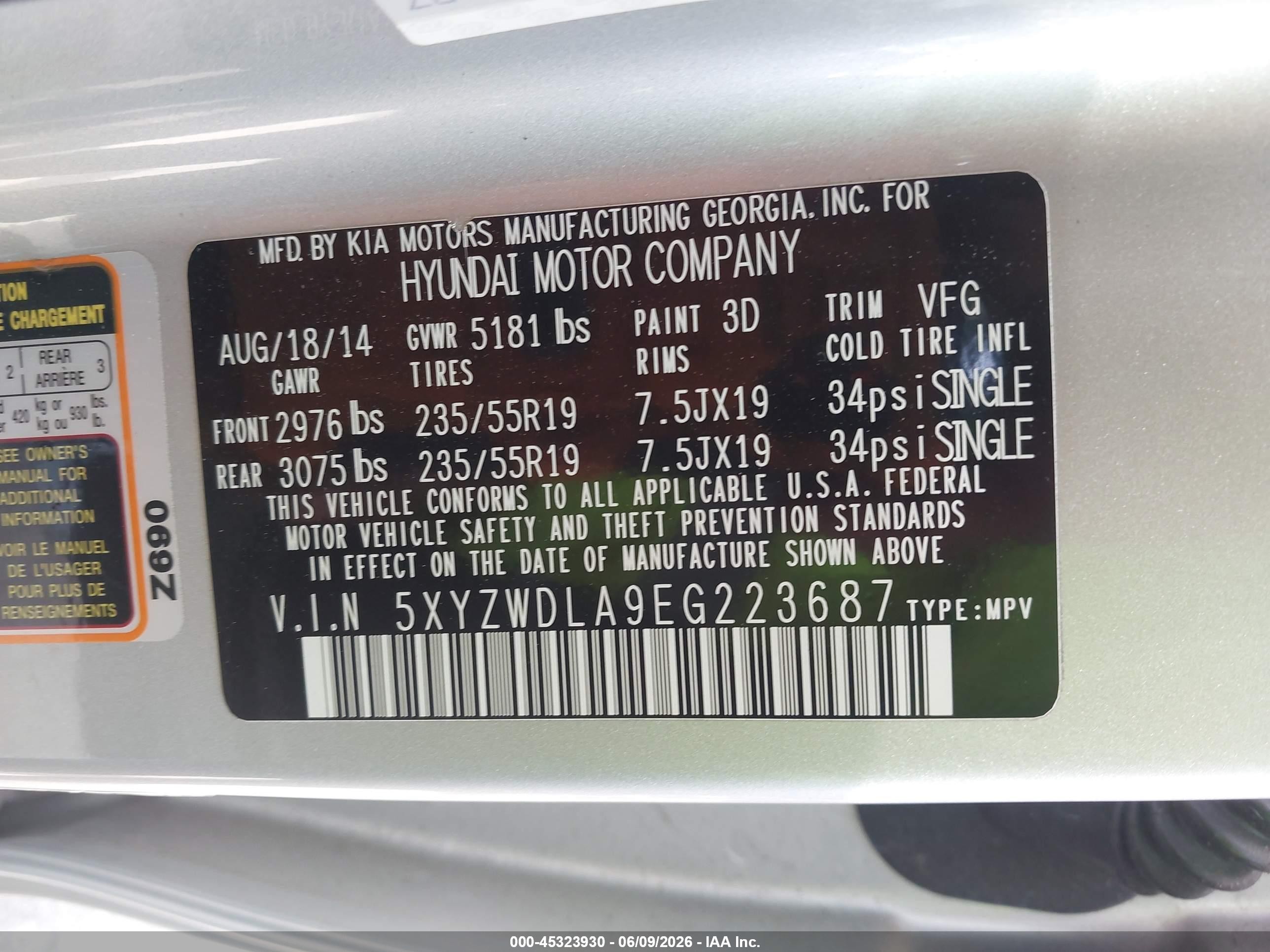 2014 Hyundai Santa Fe Sport 2.0l Turbo Silver vin: 5XYZWDLA9EG223687