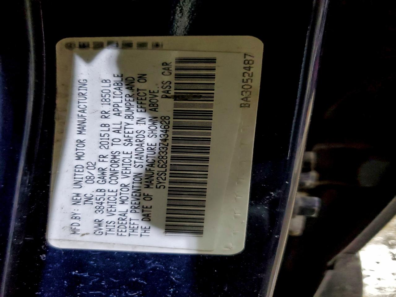 2003 Pontiac Vibe Blue vin: 5Y2SL62833Z434628