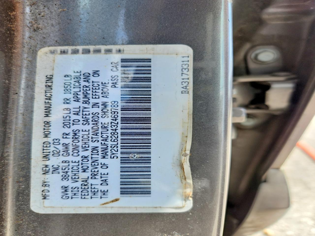 2003 Pontiac Vibe Silver vin: 5Y2SL62843Z469789
