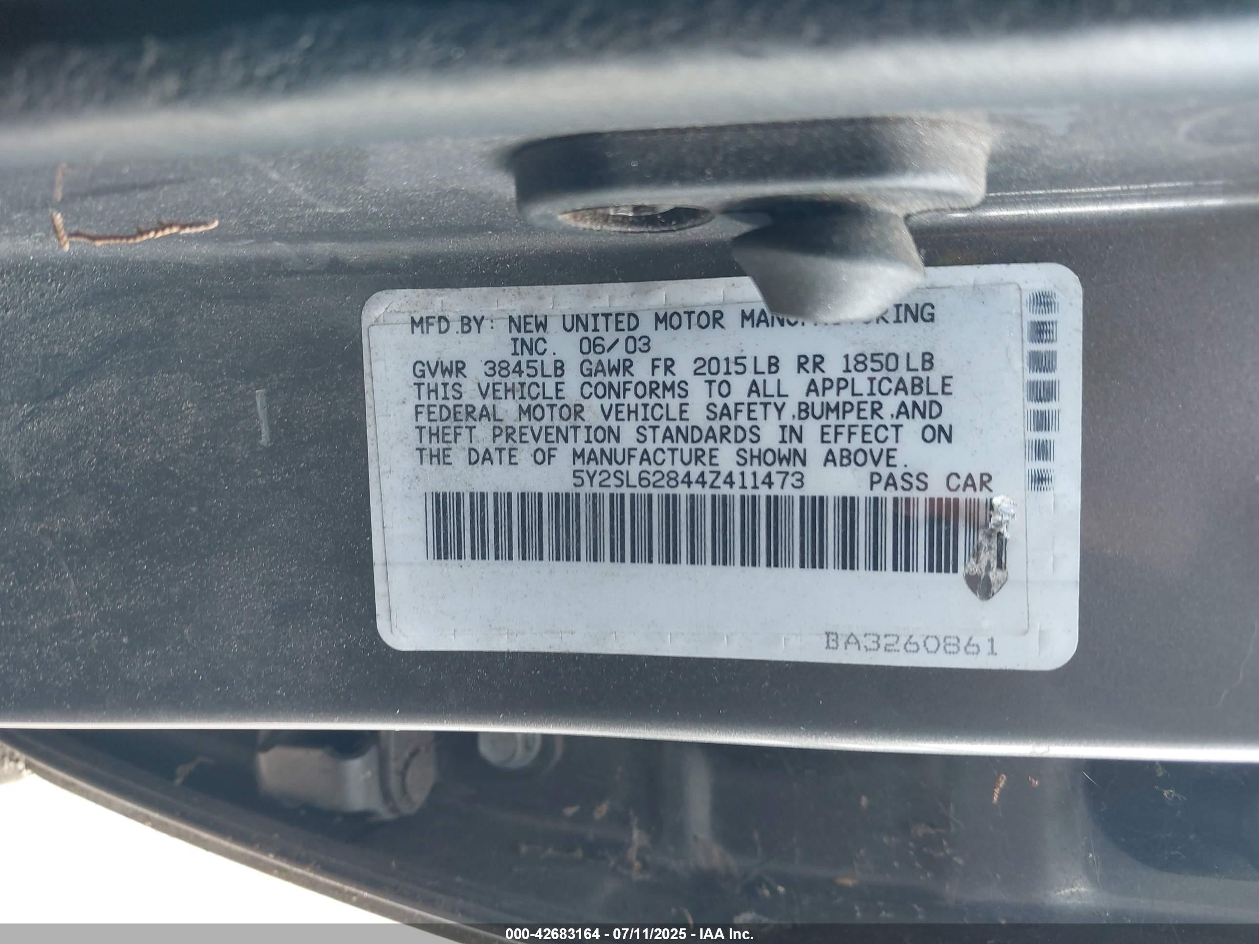 2004 Pontiac Vibe   Gray vin: 5Y2SL62844Z411473