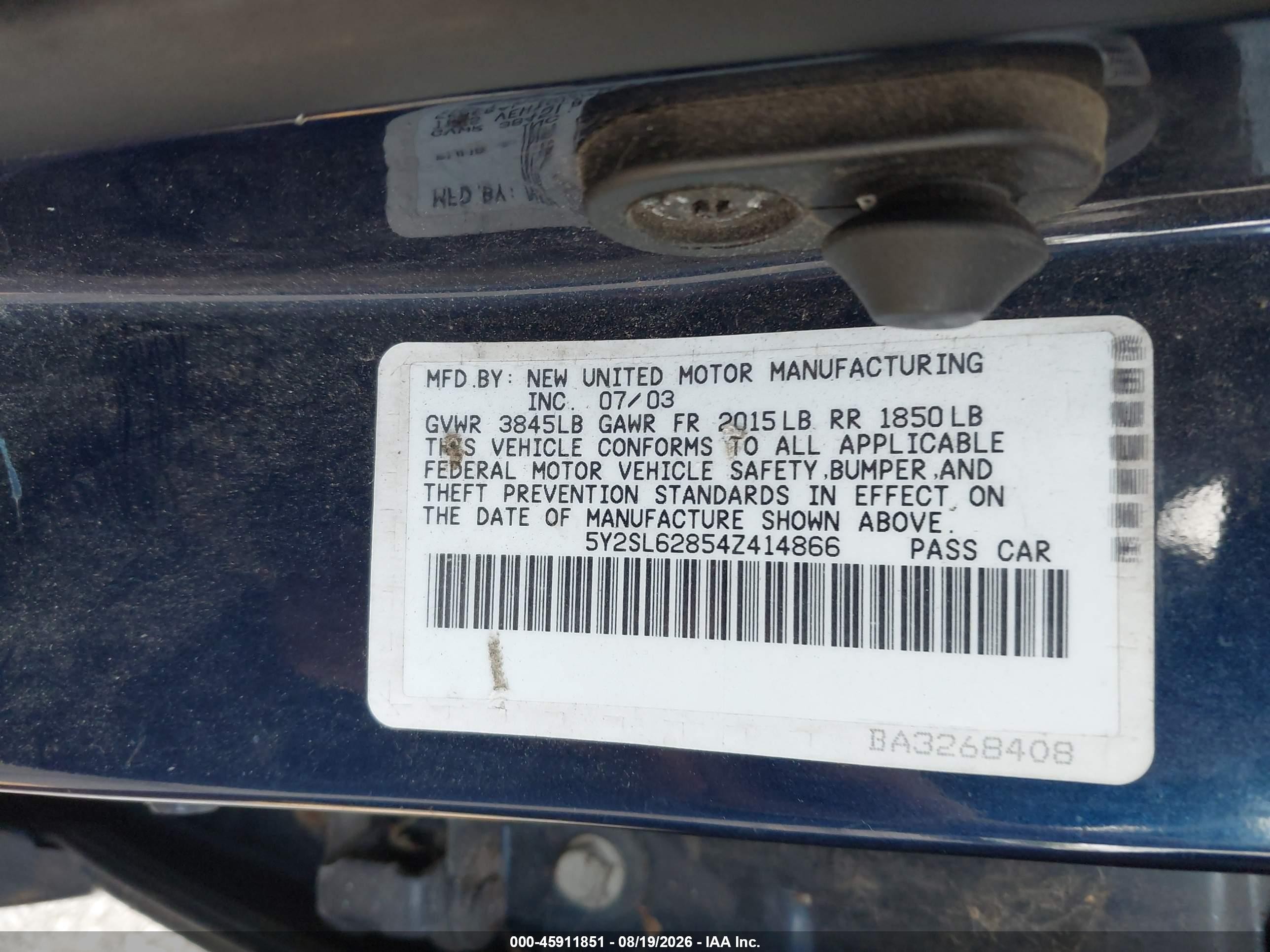2004 Pontiac Vibe   Синий vin: 5Y2SL62854Z414866