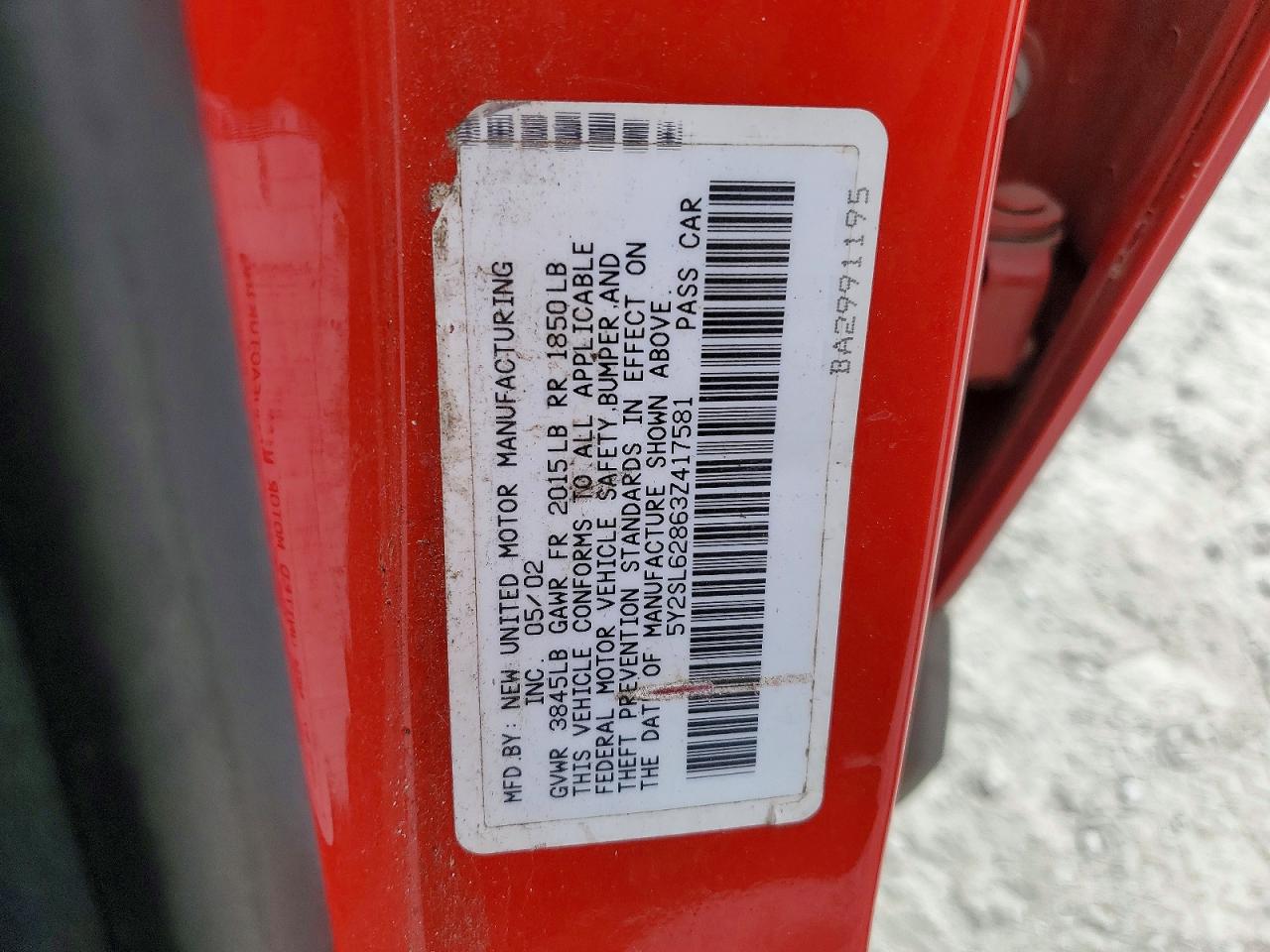 2003 Pontiac Vibe Red vin: 5Y2SL62863Z417581