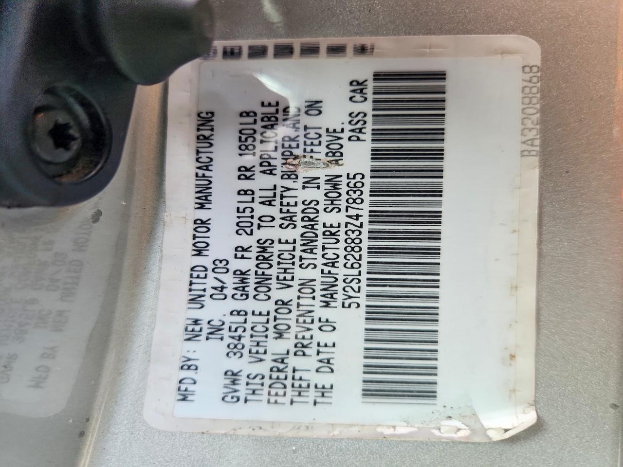 2003 Pontiac Vibe Silver vin: 5Y2SL62883Z478365