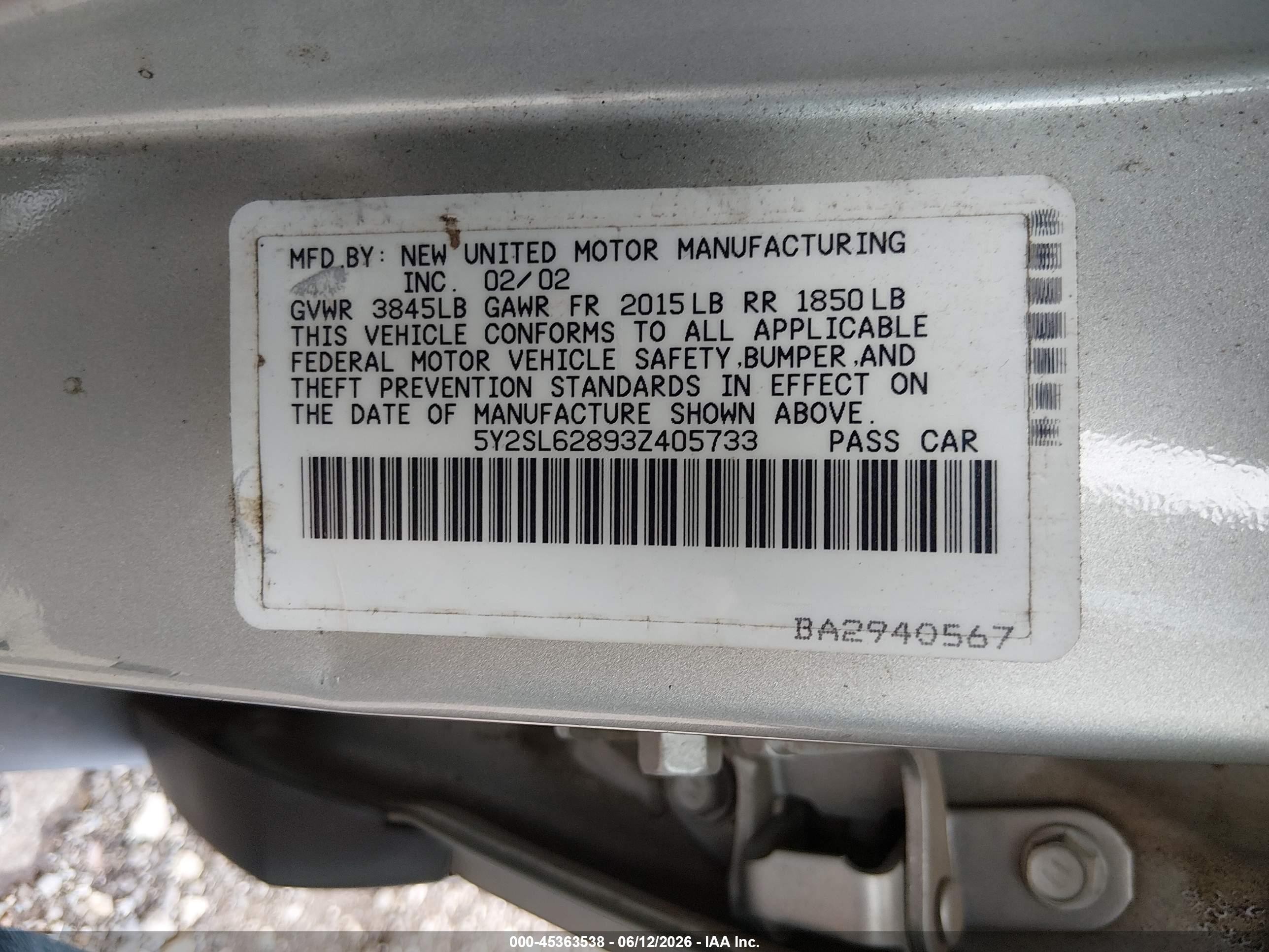 2003 Pontiac Vibe   Silver vin: 5Y2SL62893Z405733