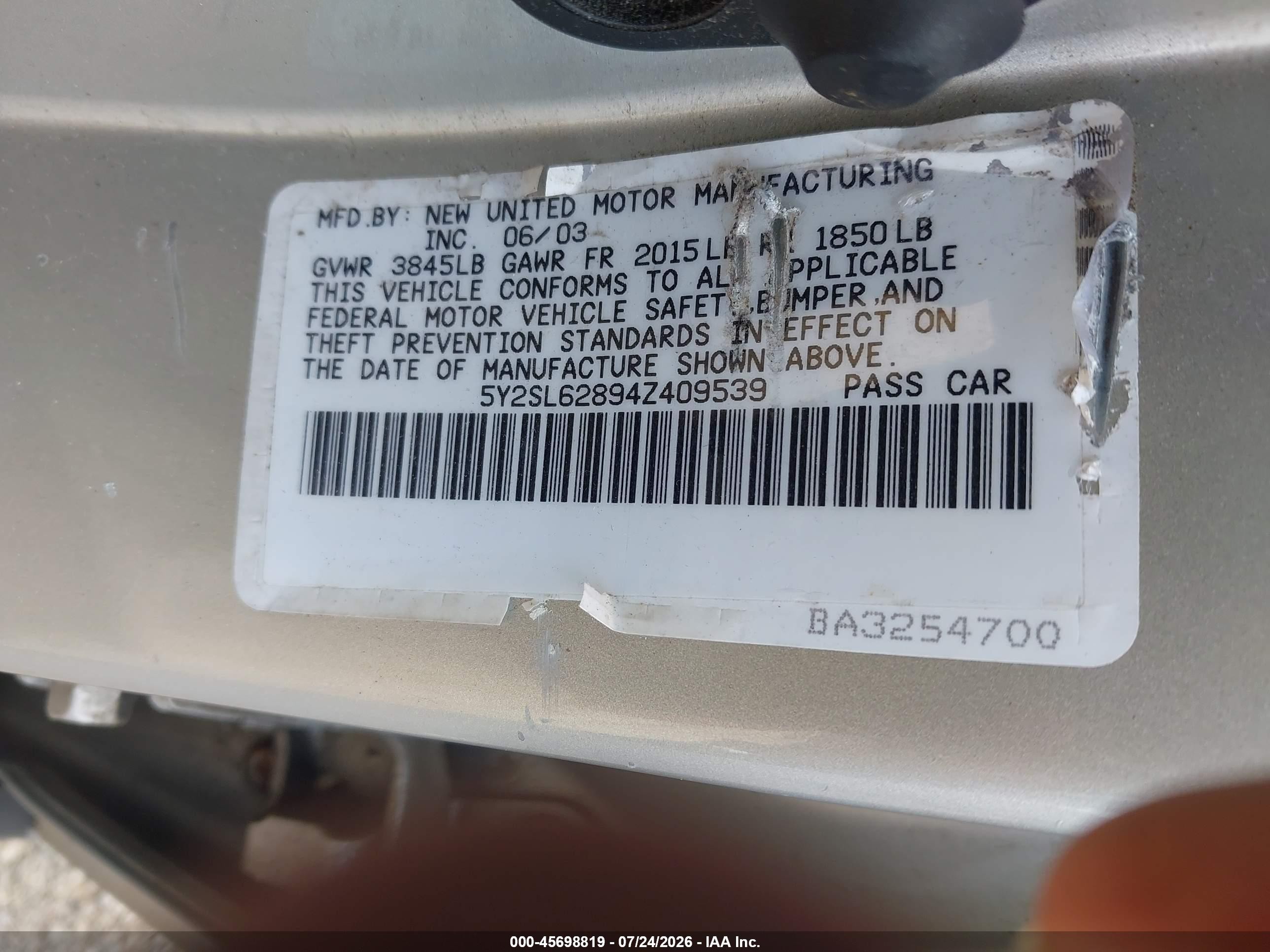 2004 Pontiac Vibe   Silver vin: 5Y2SL62894Z409539