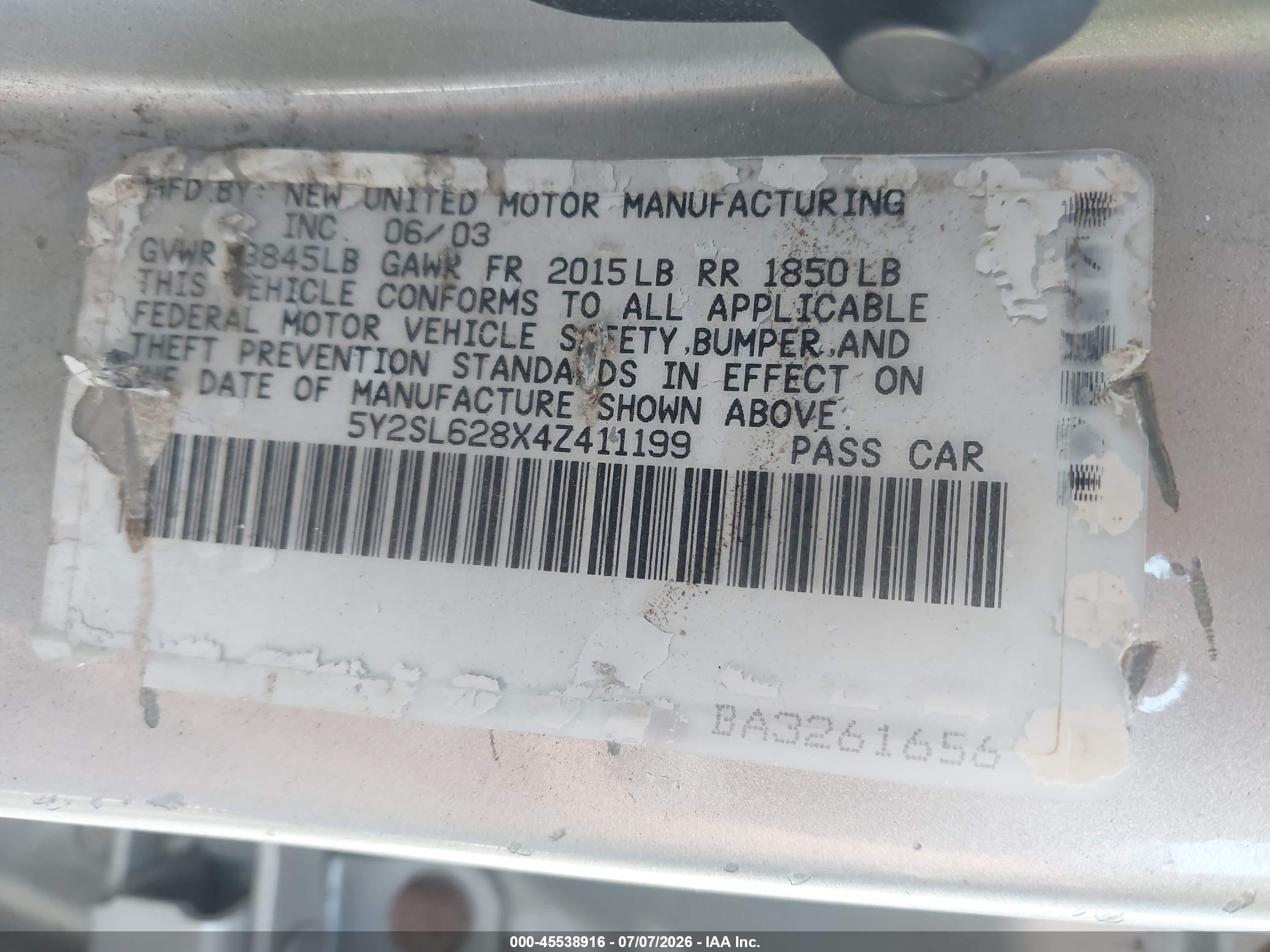 2004 Pontiac Vibe   Silver vin: 5Y2SL628X4Z411199