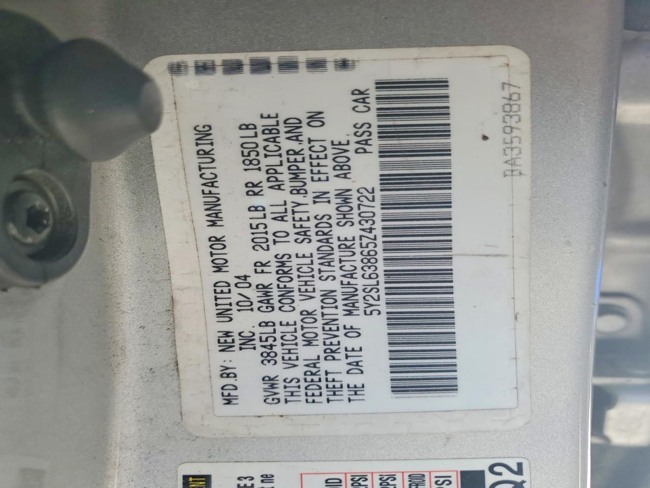 2005 Pontiac Vibe Silver vin: 5Y2SL63865Z430722