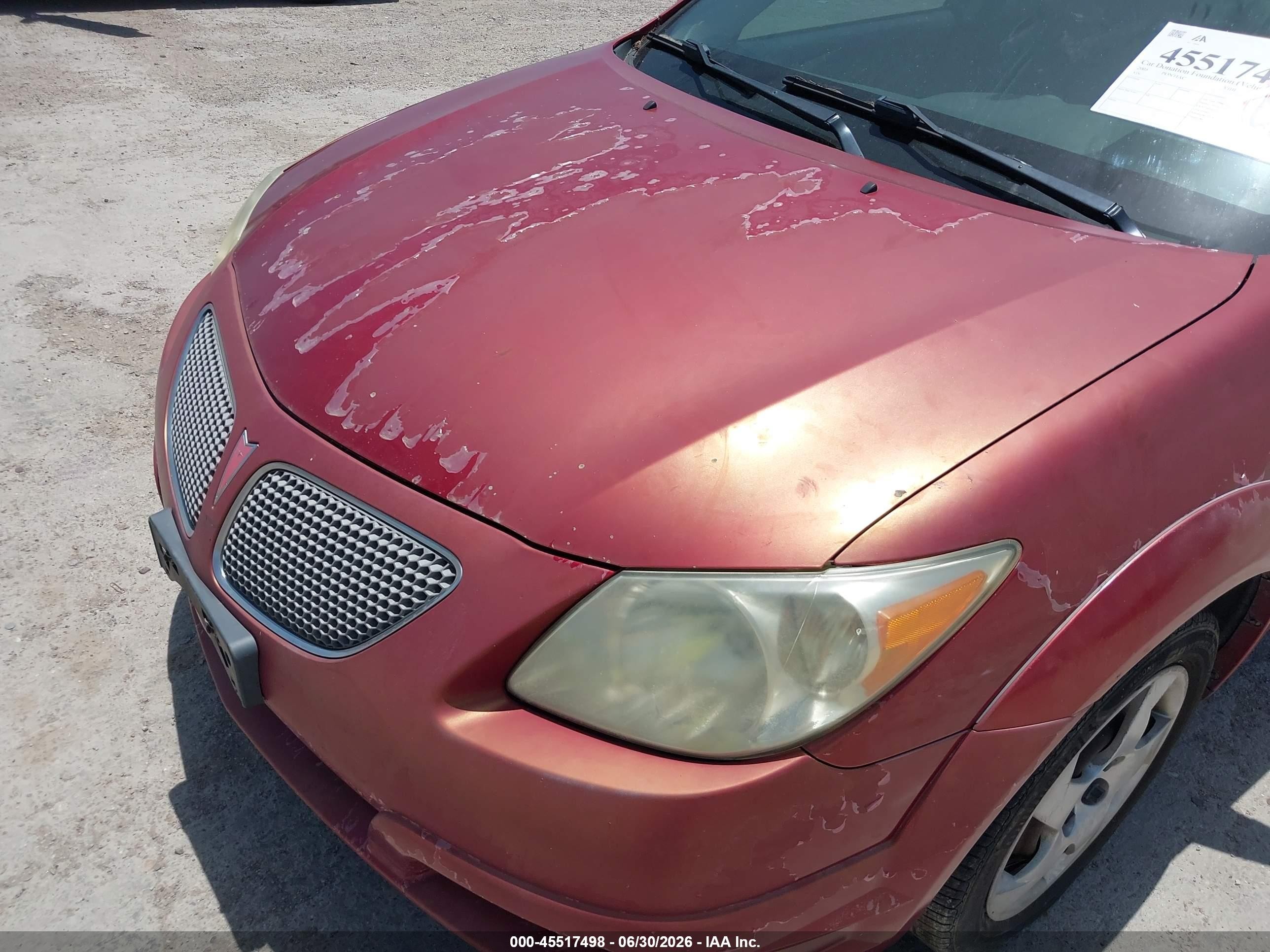 2005 Pontiac Vibe   Red vin: 5Y2SL63875Z409698