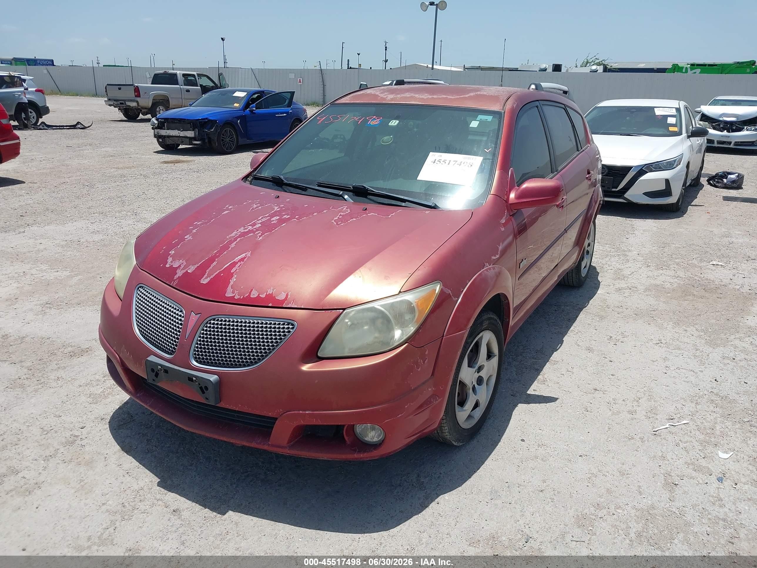 2005 Pontiac Vibe   Red vin: 5Y2SL63875Z409698