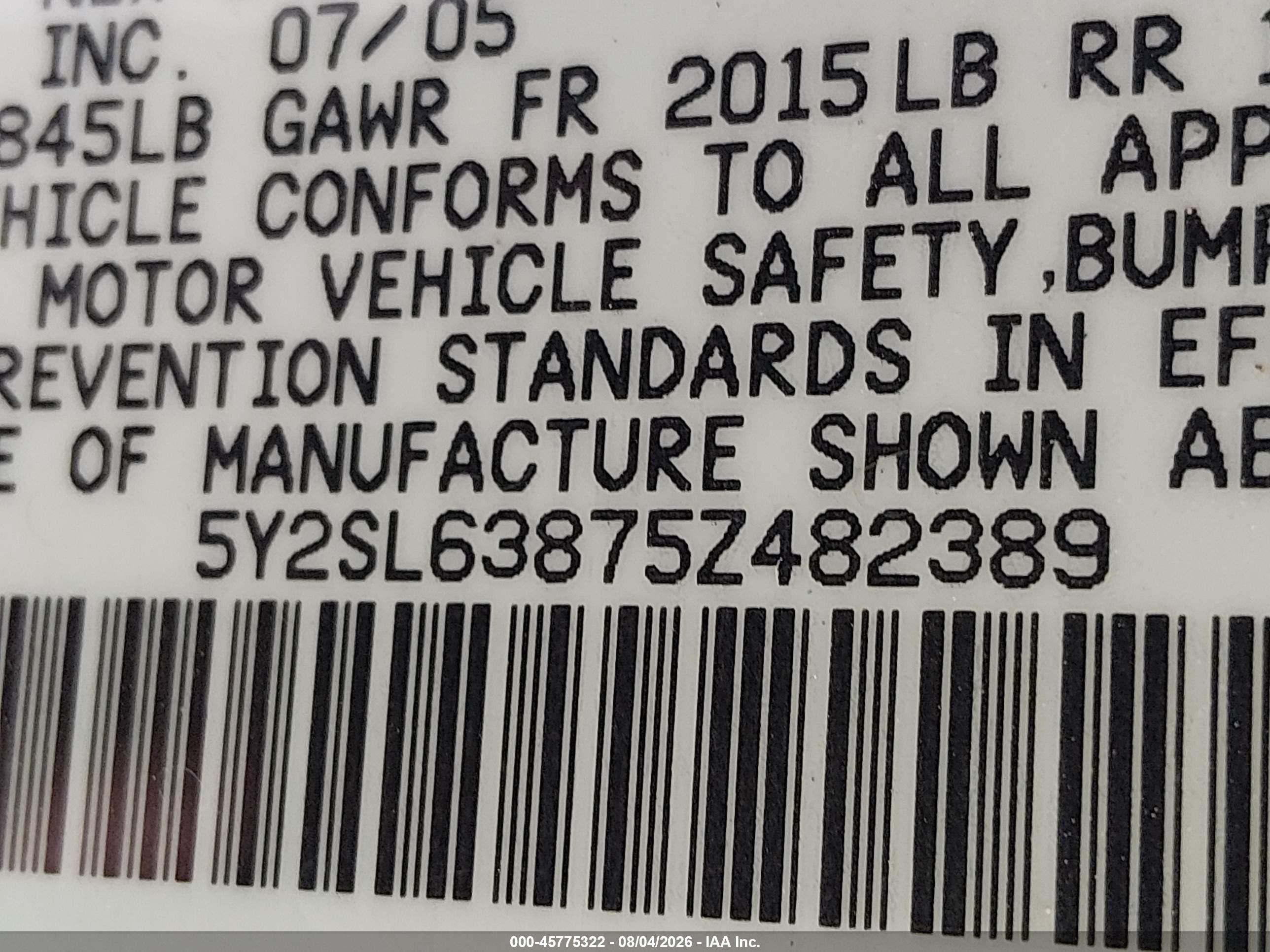 2005 Pontiac Vibe   White vin: 5Y2SL63875Z482389