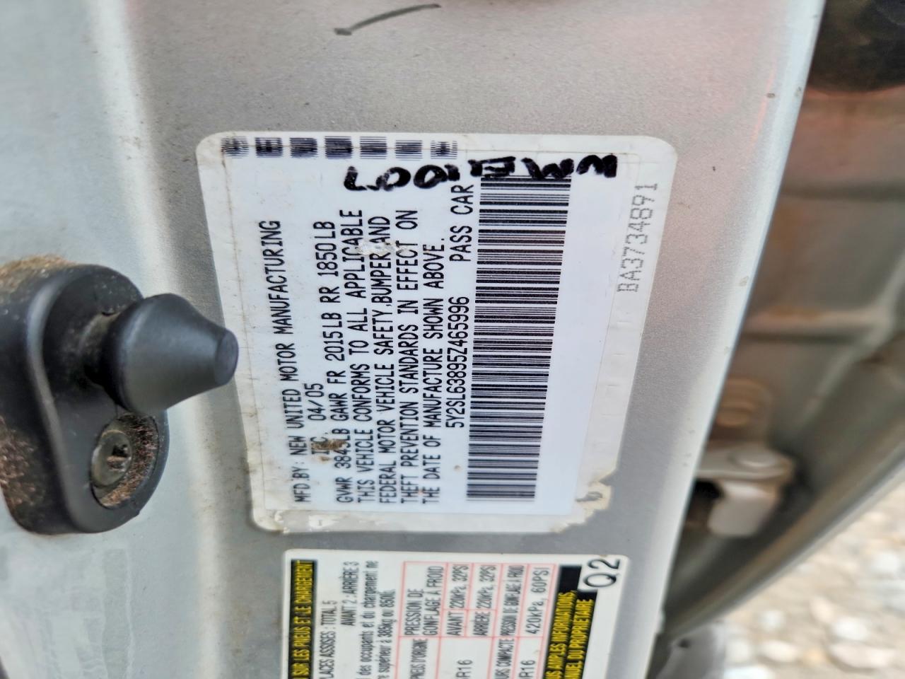 2005 Pontiac Vibe Gray vin: 5Y2SL63895Z465996