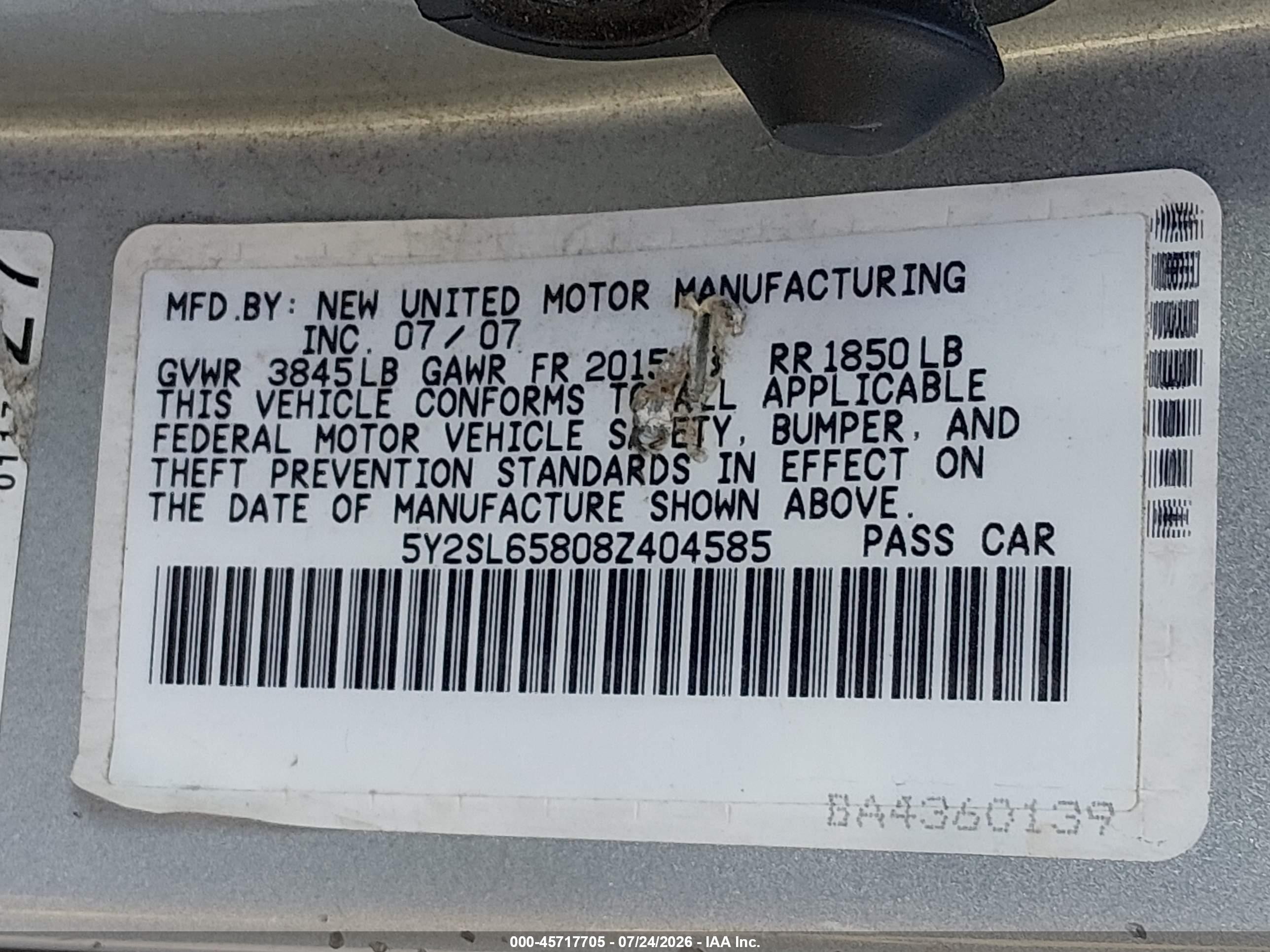 2008 Pontiac Vibe   Gray vin: 5Y2SL65808Z404585