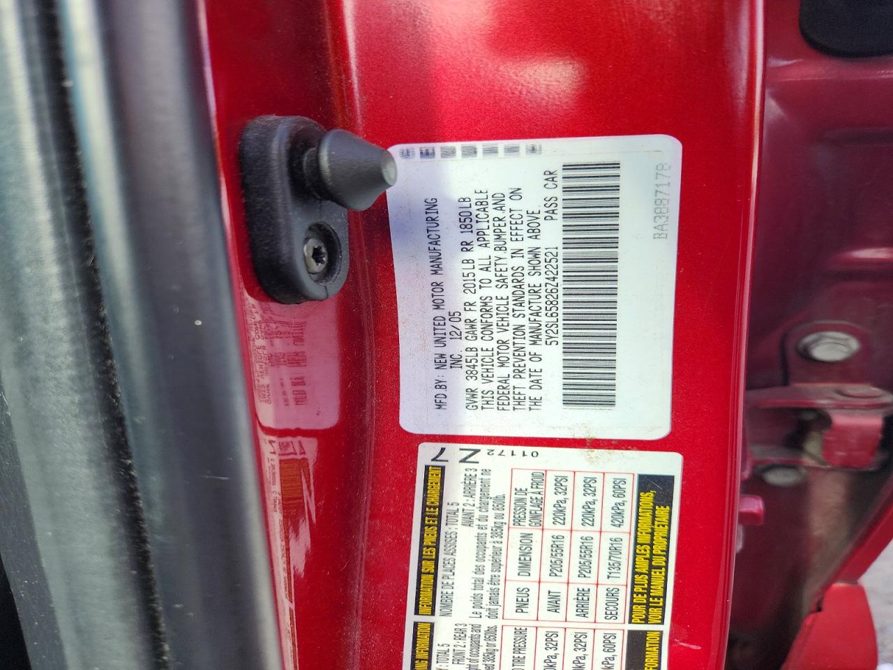 2006 Pontiac Vibe Красный vin: 5Y2SL65826Z422521
