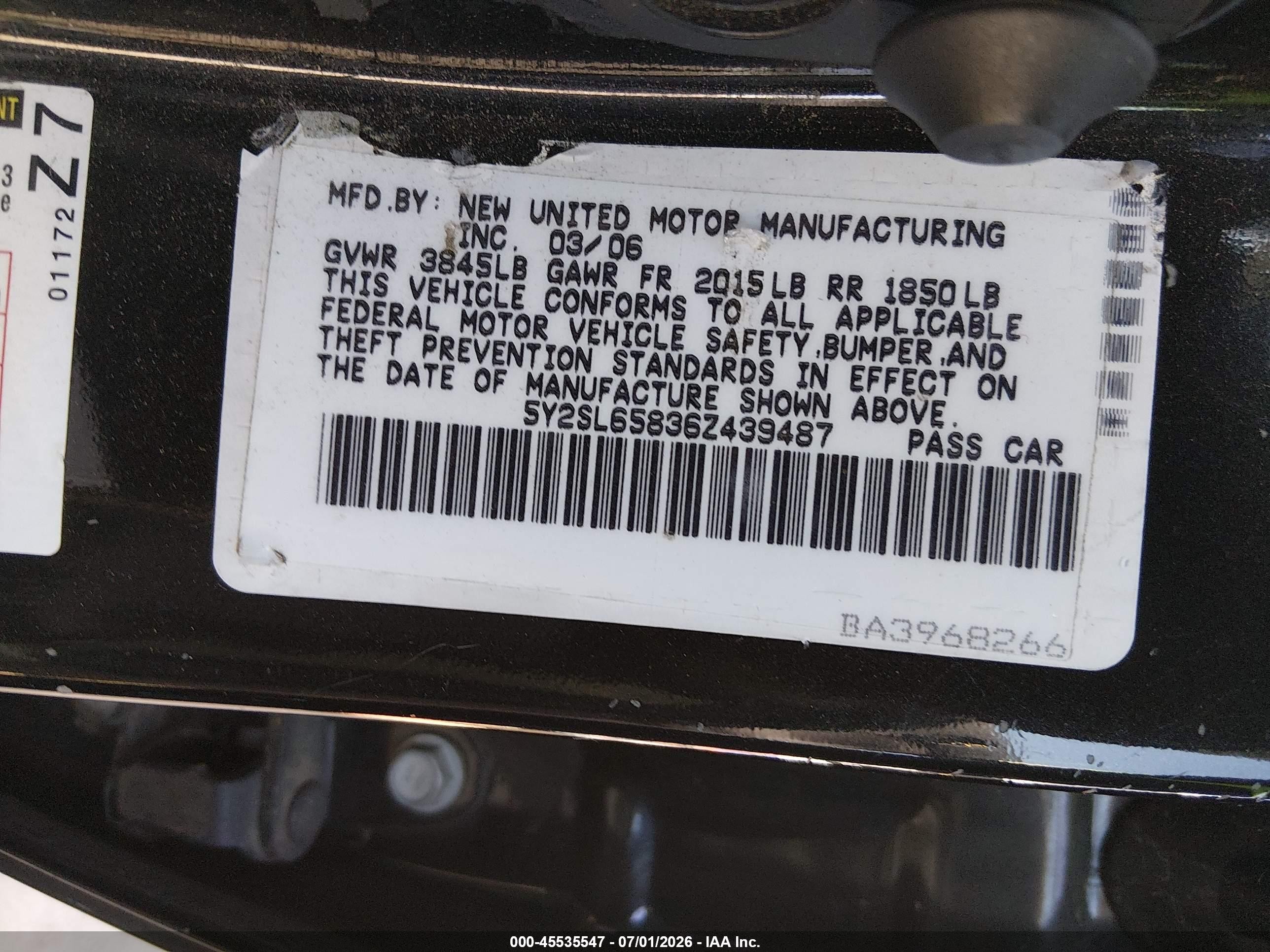 2006 Pontiac Vibe   Black vin: 5Y2SL65836Z439487