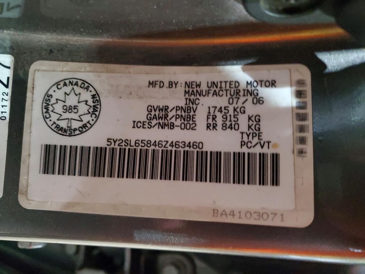 2006 Pontiac Vibe Gray vin: 5Y2SL65846Z463460