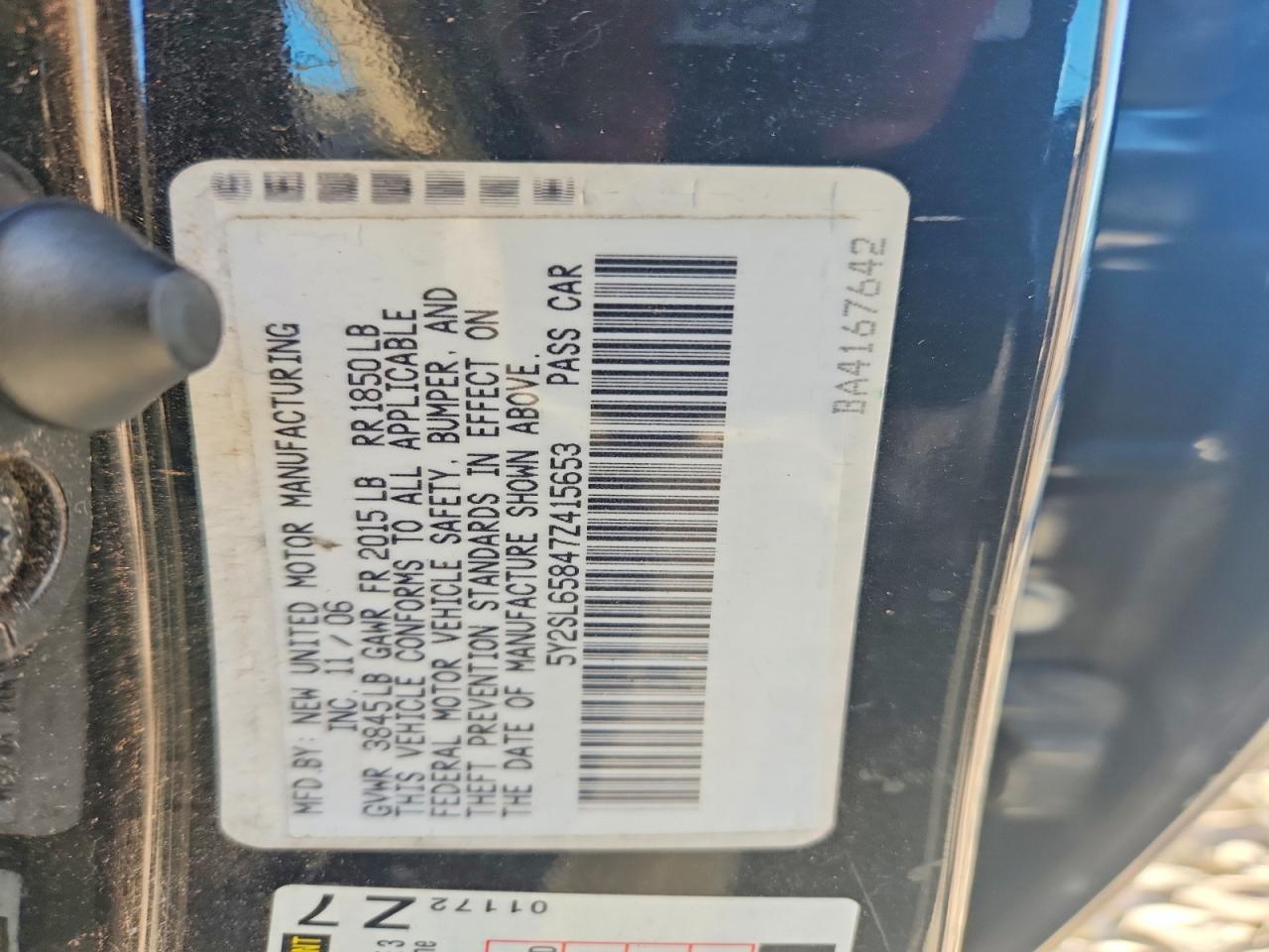 2007 Pontiac Vibe Black vin: 5Y2SL65847Z415653