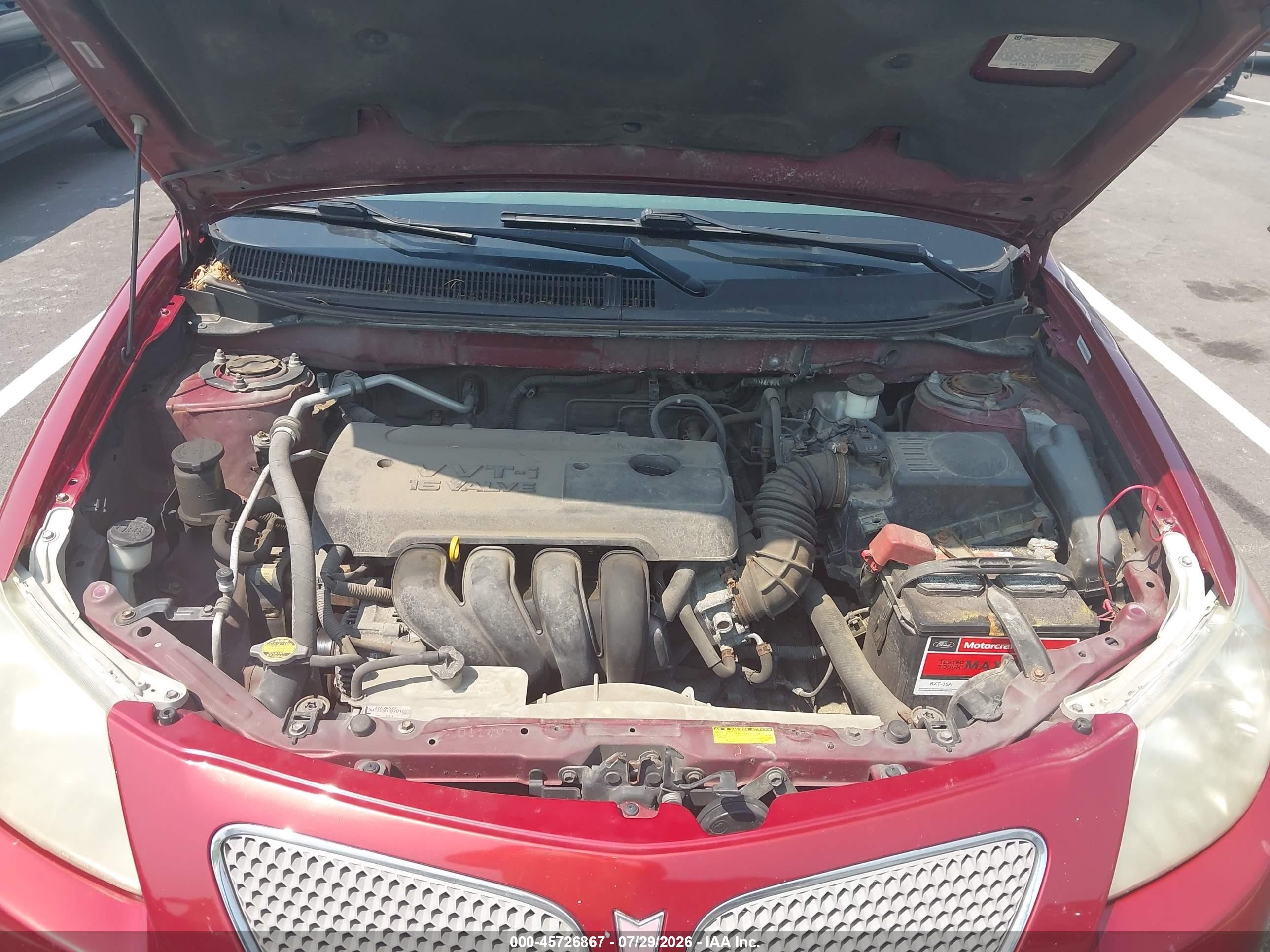 2008 Pontiac Vibe   Red vin: 5Y2SL65848Z421213