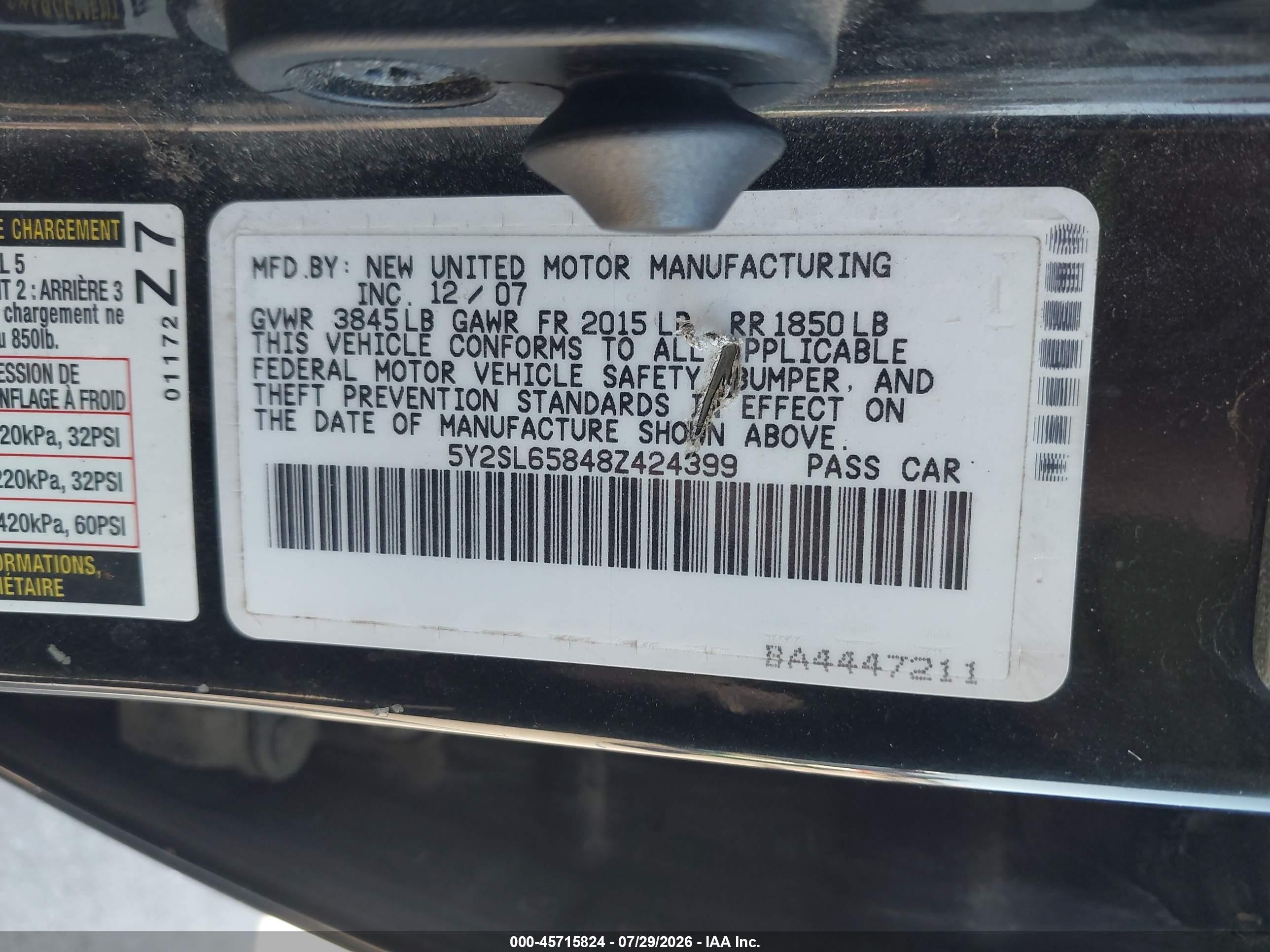 2008 Pontiac Vibe   Black vin: 5Y2SL65848Z424399