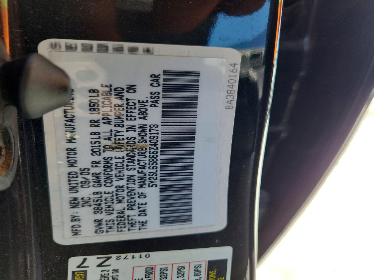 2006 Pontiac Vibe Black vin: 5Y2SL65866Z409173