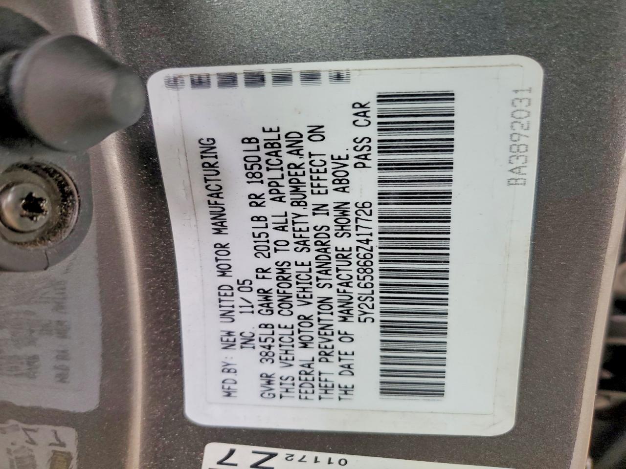 2006 Pontiac Vibe Gray vin: 5Y2SL65866Z417726