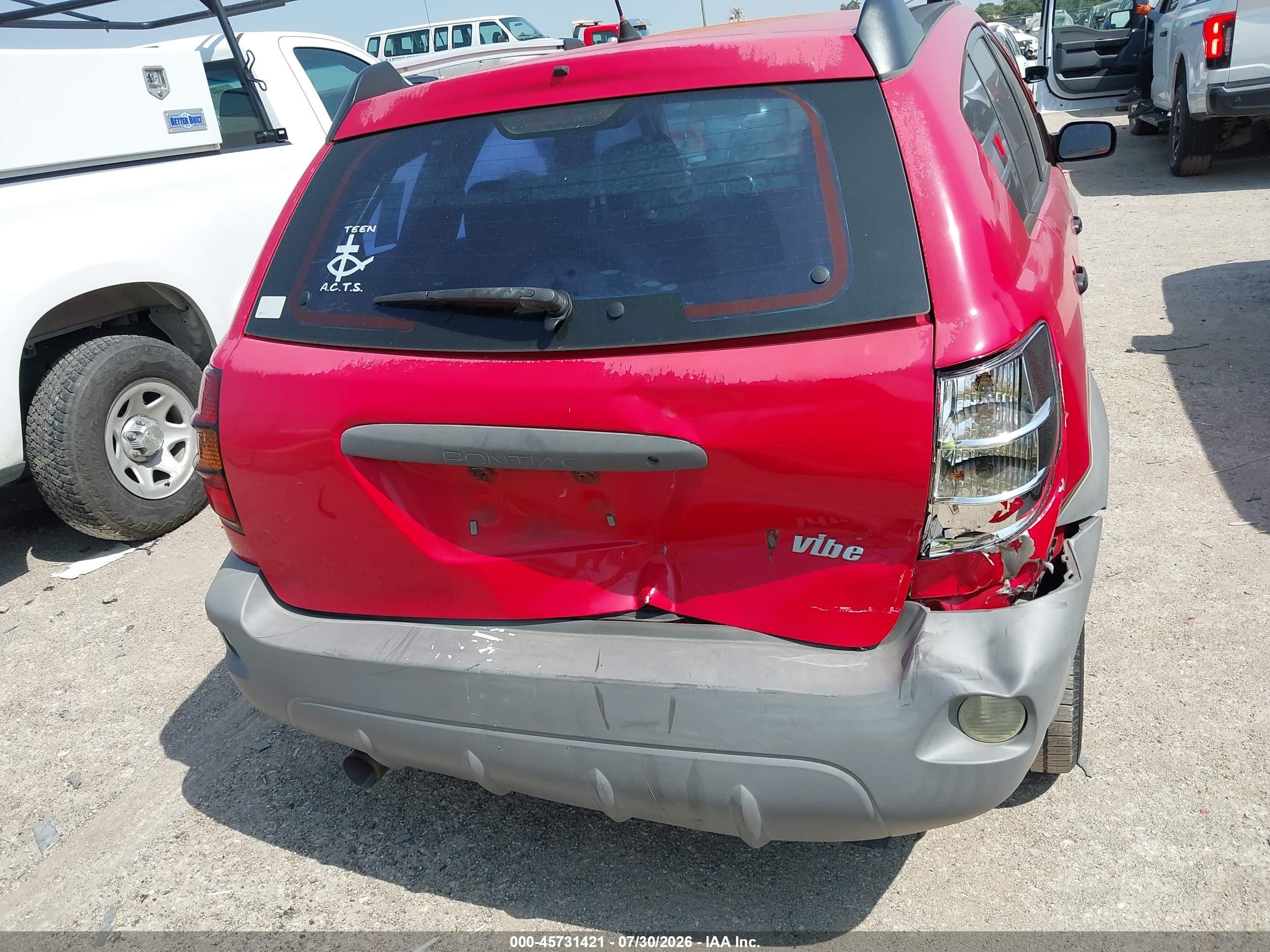 2006 Pontiac Vibe   Red vin: 5Y2SL65866Z436230