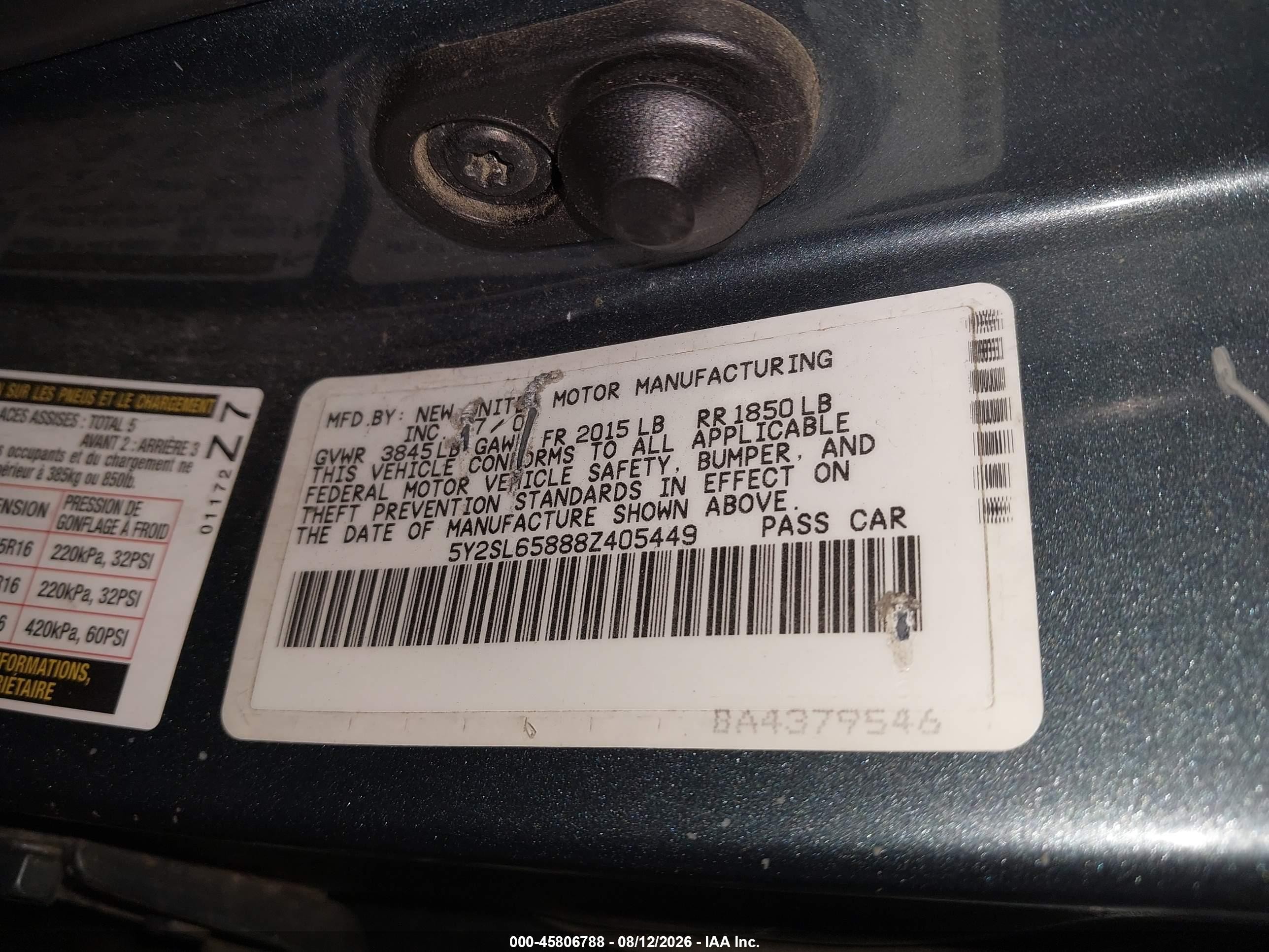 2008 Pontiac Vibe   Gray vin: 5Y2SL65888Z405449