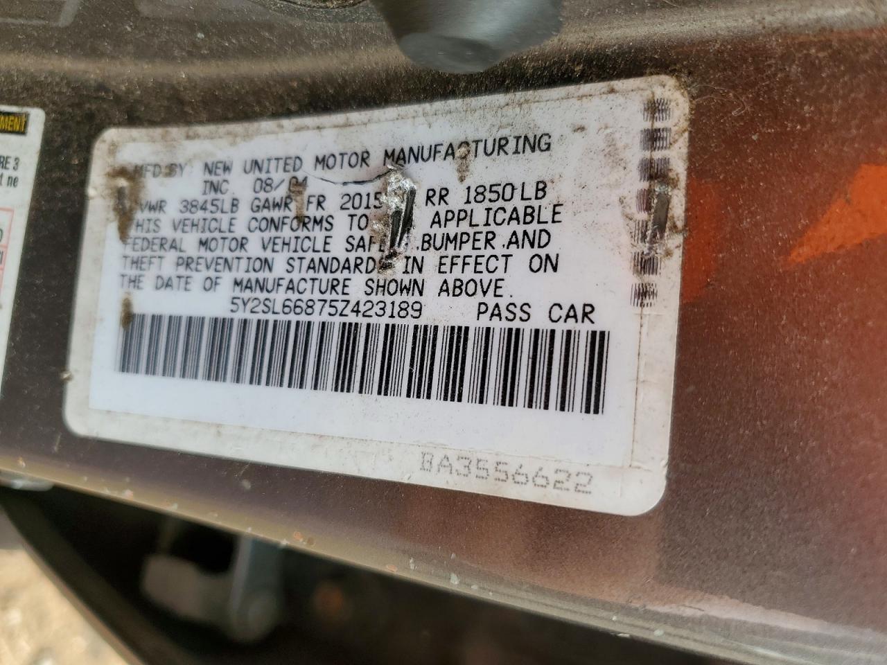 2005 Pontiac Vibe Gray vin: 5Y2SL66875Z423189