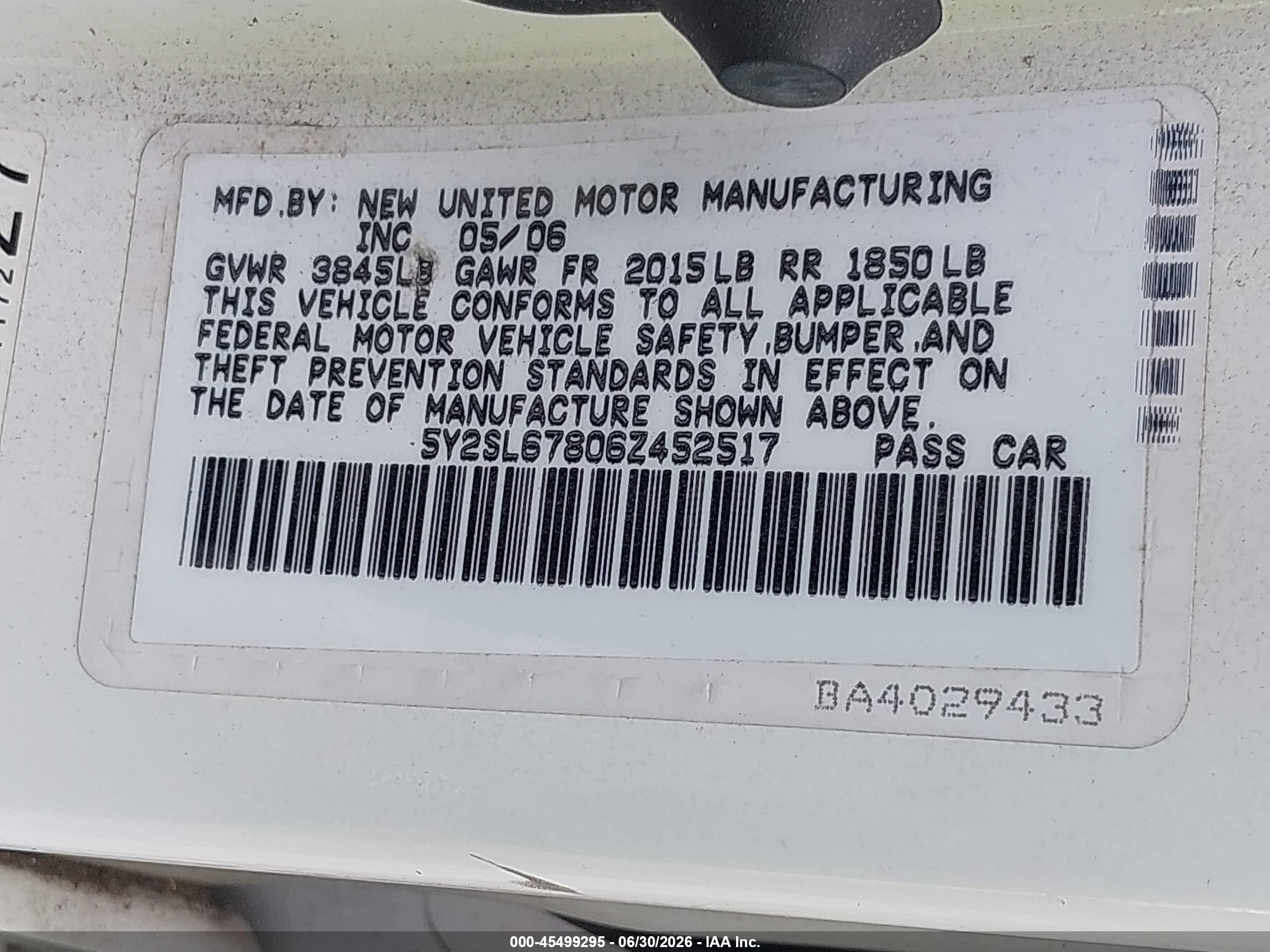2006 Pontiac Vibe   Белый vin: 5Y2SL67806Z452517