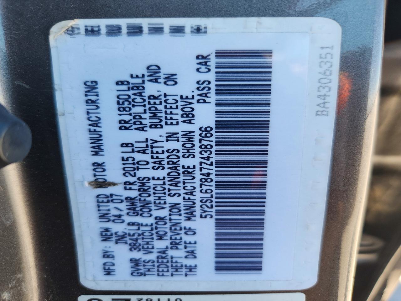 2007 Pontiac Vibe Brown vin: 5Y2SL67847Z438766