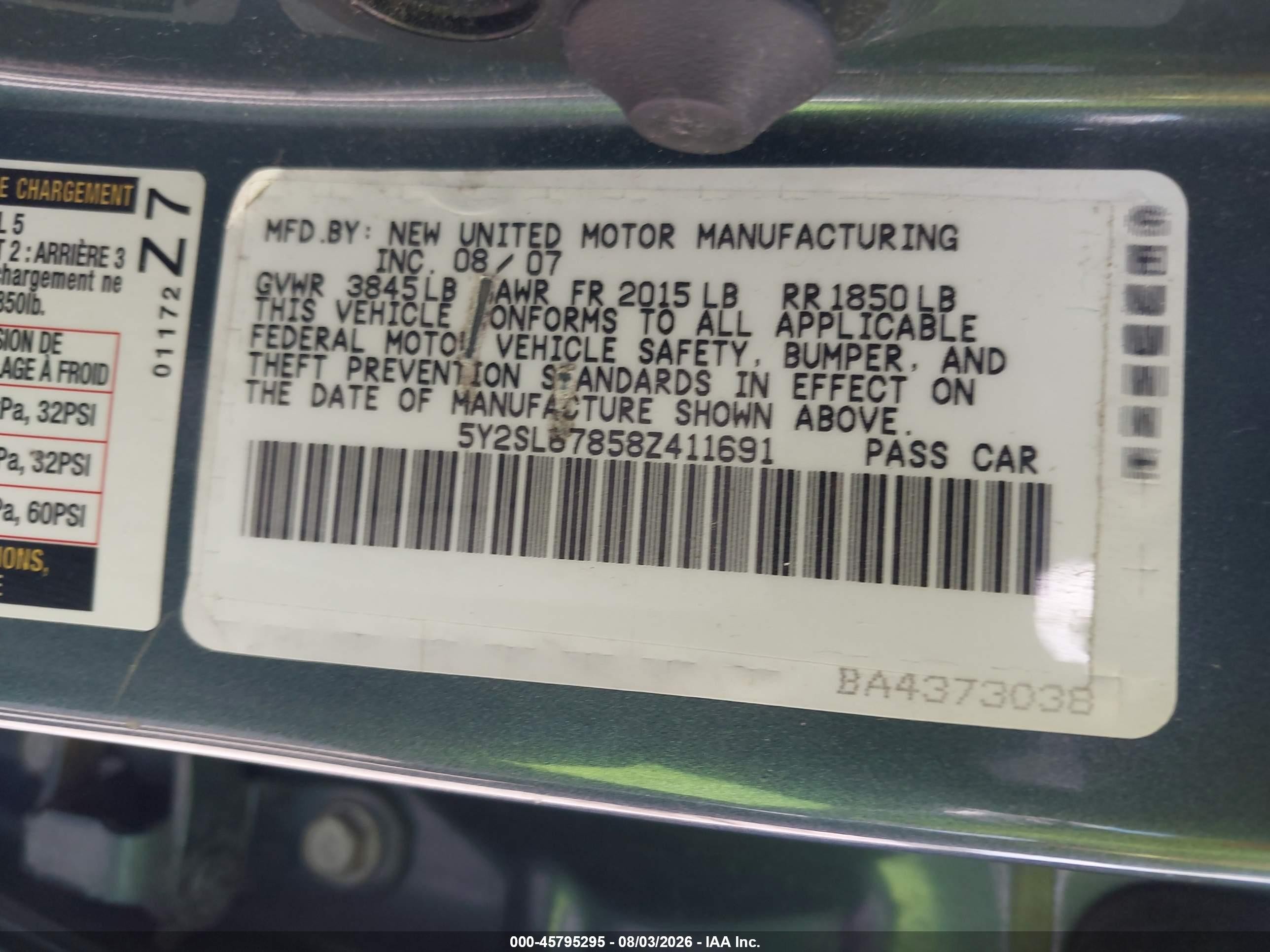 2008 Pontiac Vibe   Зеленый vin: 5Y2SL67858Z411691
