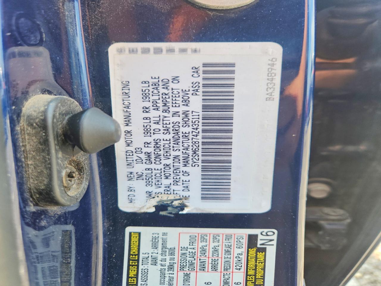 2004 Pontiac Vibe Blue vin: 5Y2SM62874Z435117