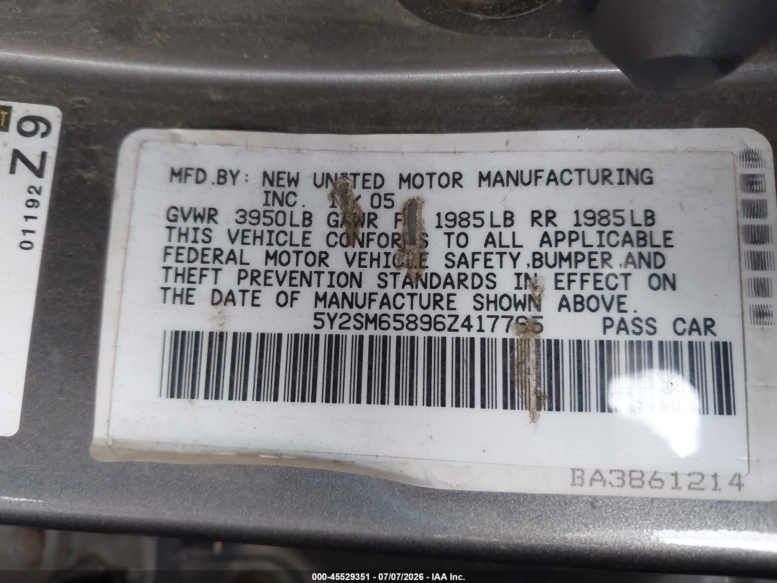 2006 Pontiac Vibe   Gray vin: 5Y2SM65896Z417765