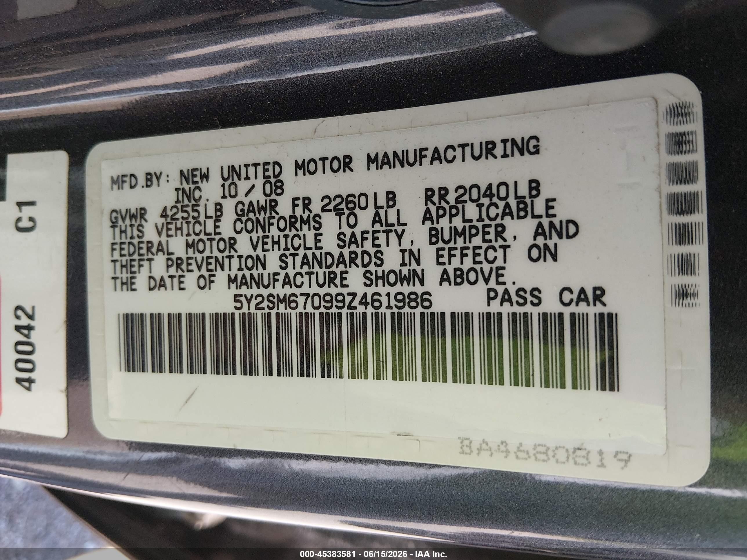 2009 Pontiac Vibe   Gray vin: 5Y2SM67099Z461986