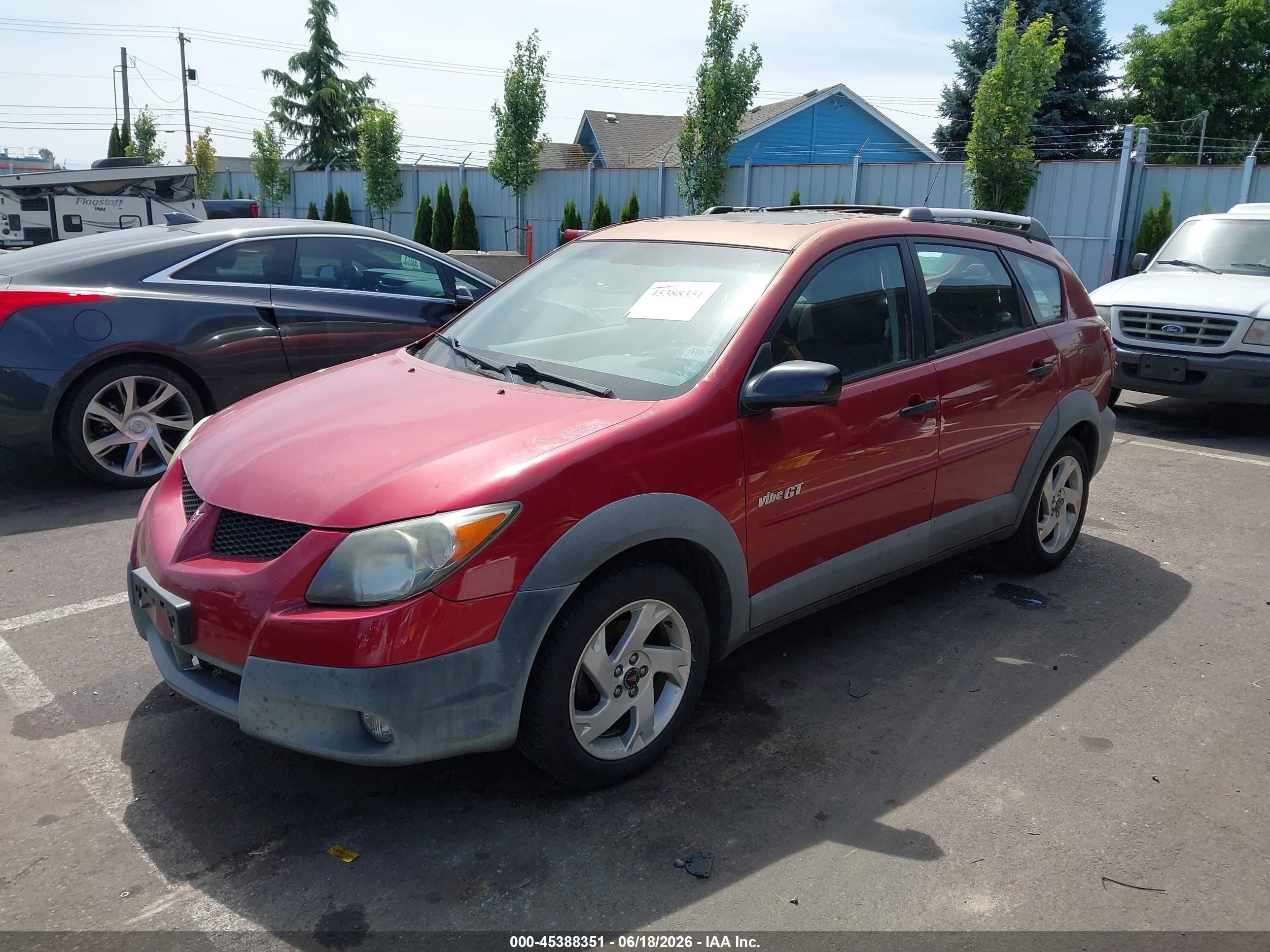 2003 Pontiac Vibe Gt Red vin: 5Y2SN64L73Z405385