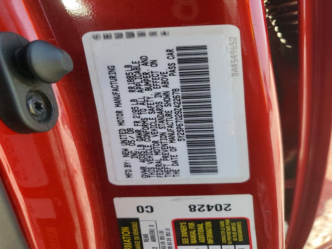2009 Pontiac Vibe Красный vin: 5Y2SP67029Z422678