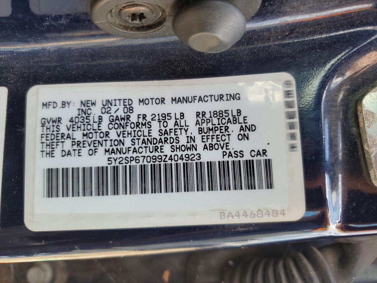 2009 Pontiac Vibe Синий vin: 5Y2SP67099Z404923