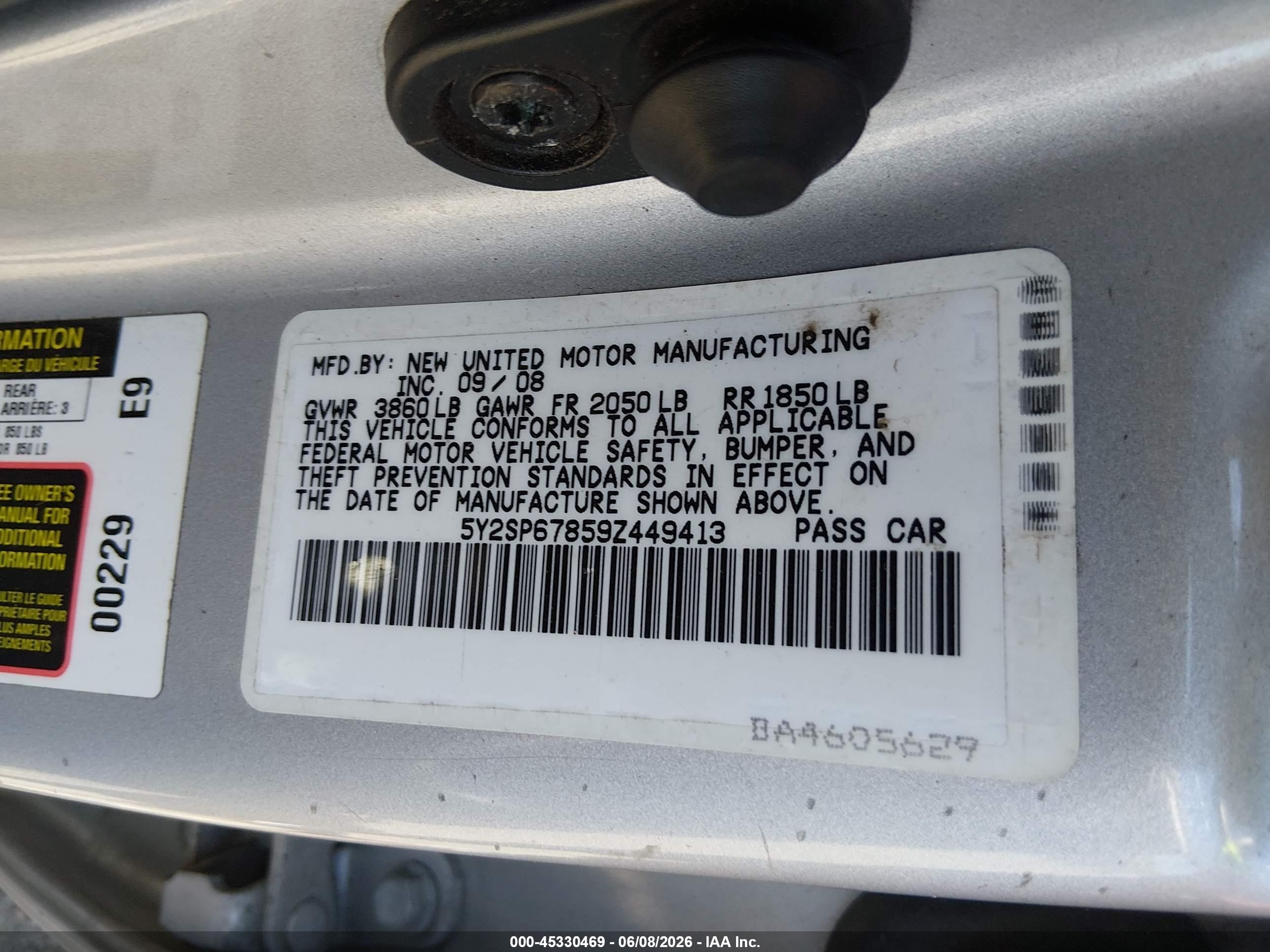 2009 Pontiac Vibe Gray vin: 5Y2SP67859Z449413