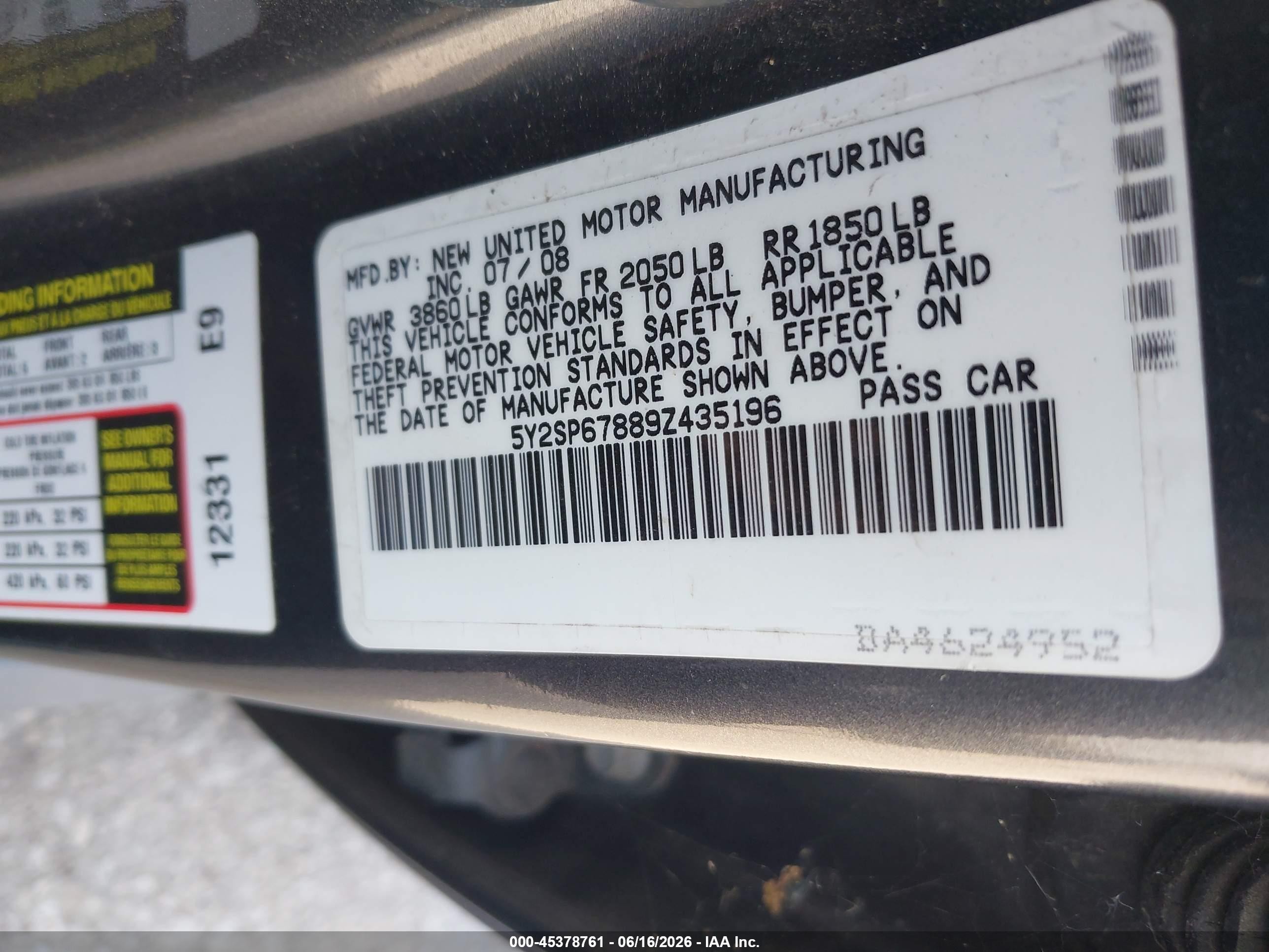 2009 Pontiac Vibe Gray vin: 5Y2SP67889Z435196