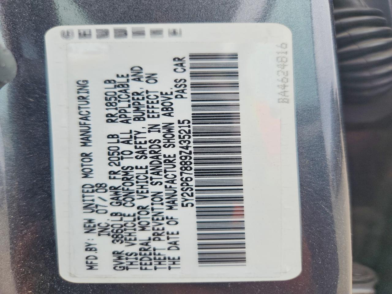 2009 Pontiac Vibe Gray vin: 5Y2SP67889Z435215