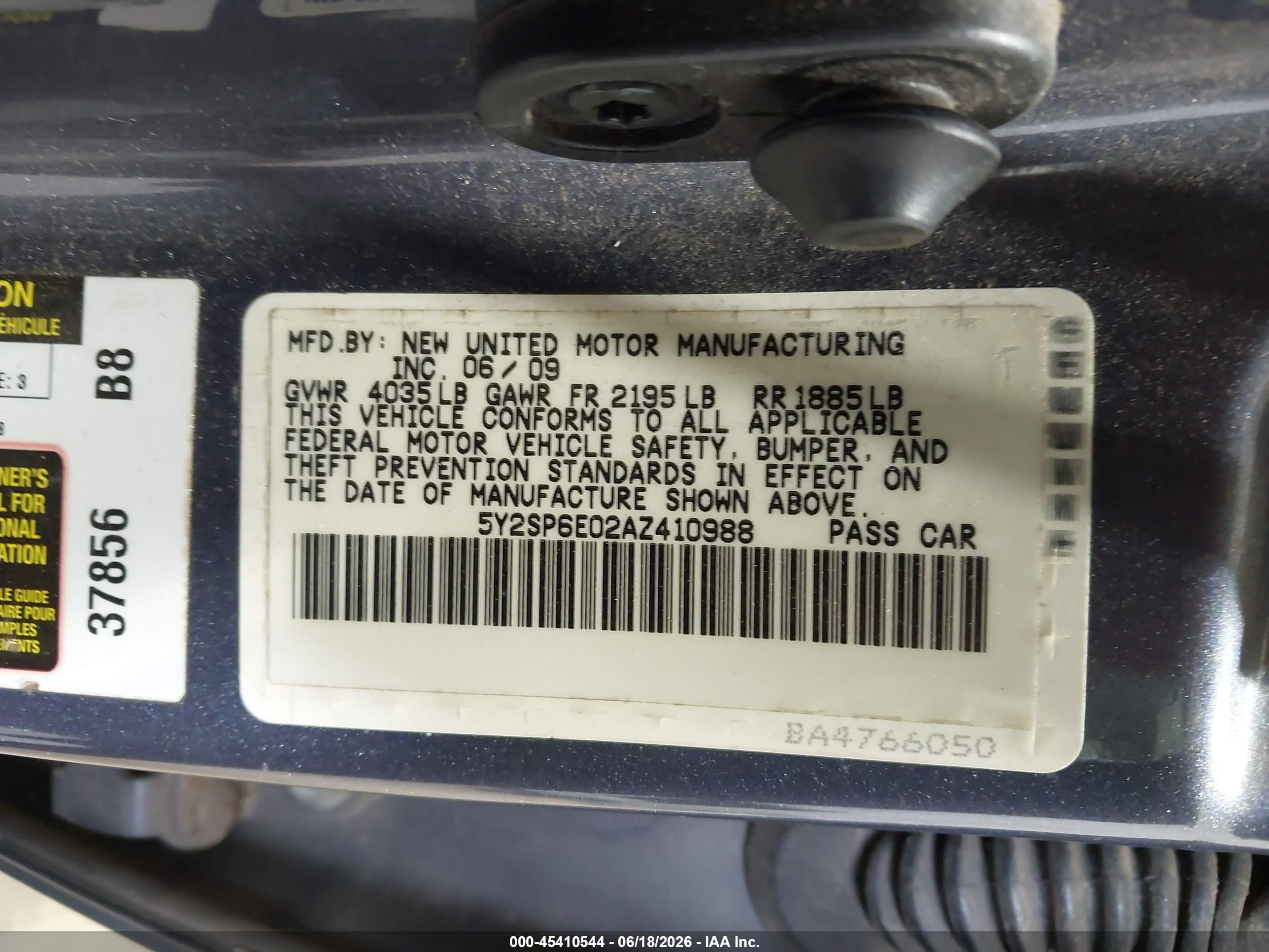 2010 Pontiac Vibe   Серый vin: 5Y2SP6E02AZ410988
